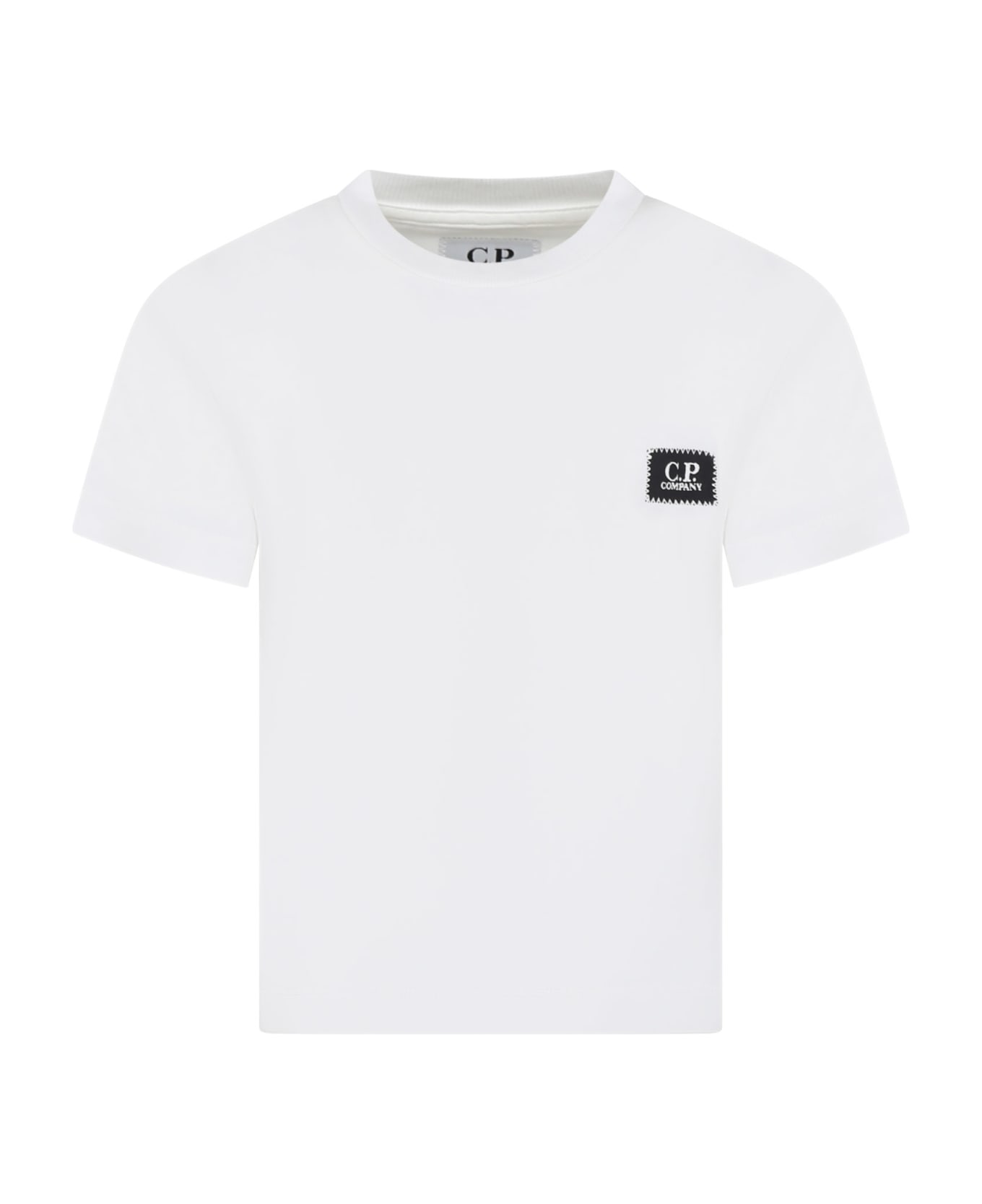 C.P. Company Undersixteen White T-shirt For Boy With Logo - Gauze white