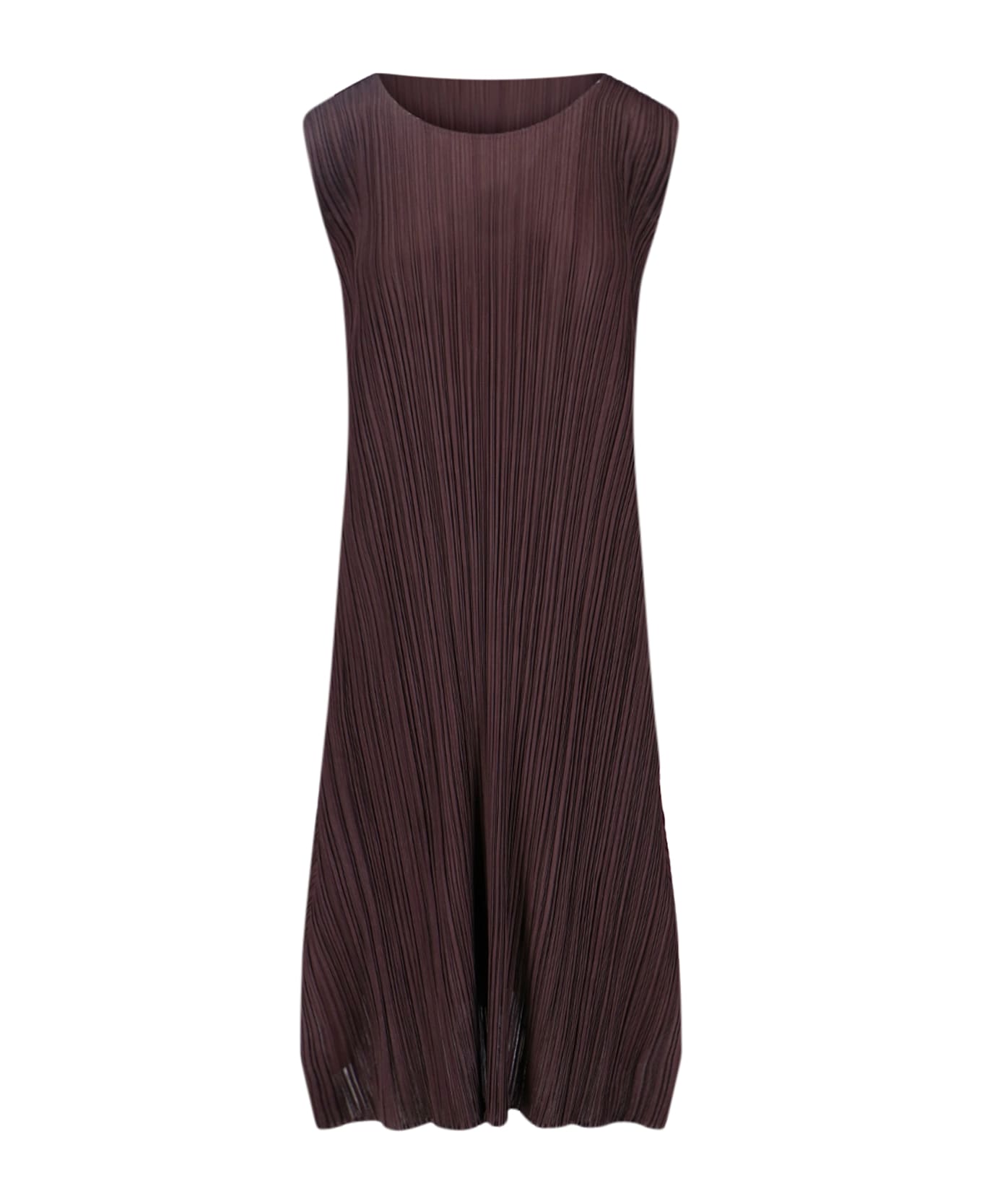 Pleats Please Issey Miyake Pleated Midi Dresses - Brown