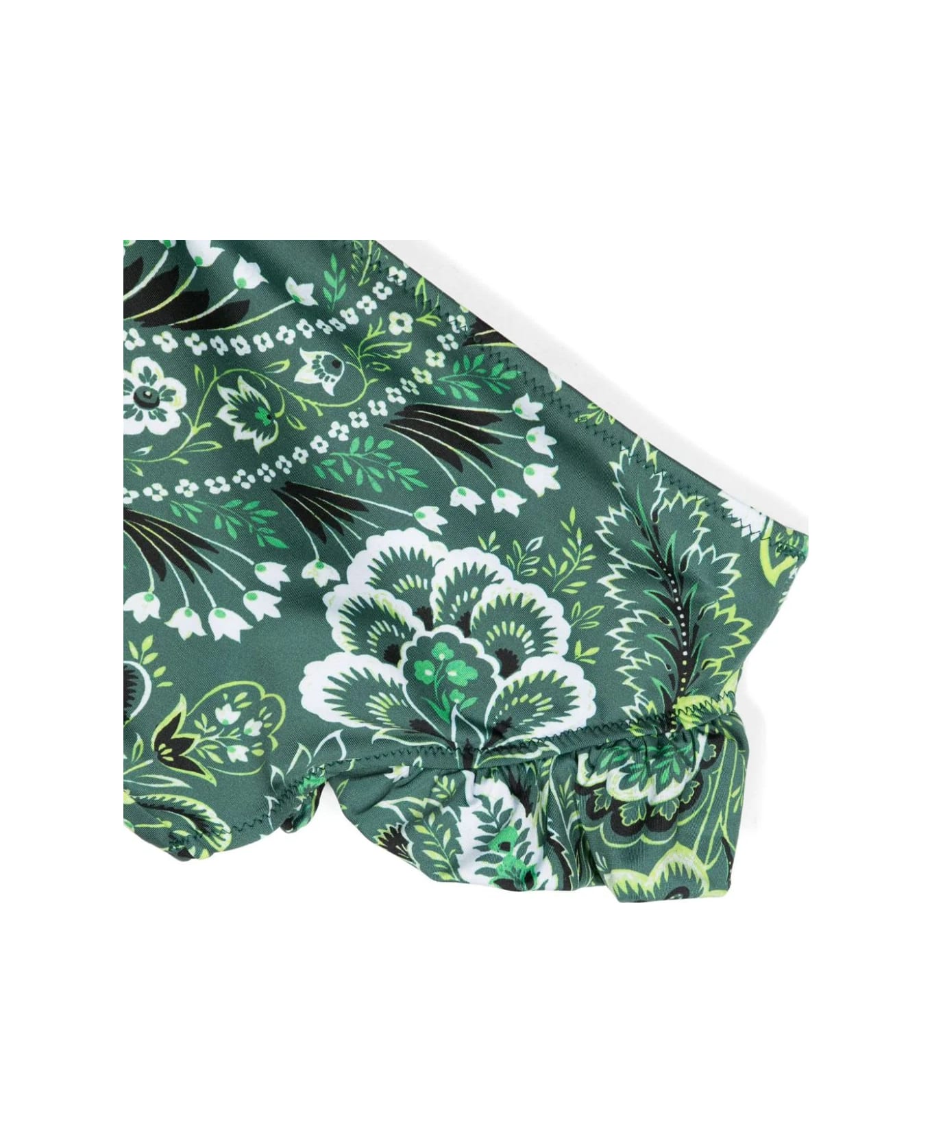 Etro Green Bikini With Ruffles And Paisley Motif - Green 水着