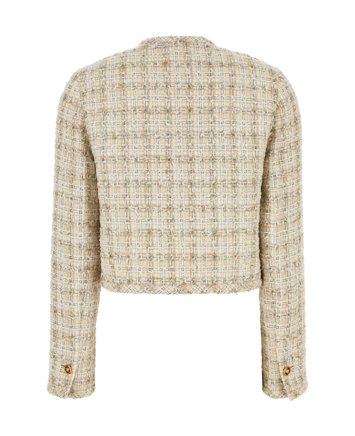 Versace Multicolor Tweed Blazer - BISCUITWHITE