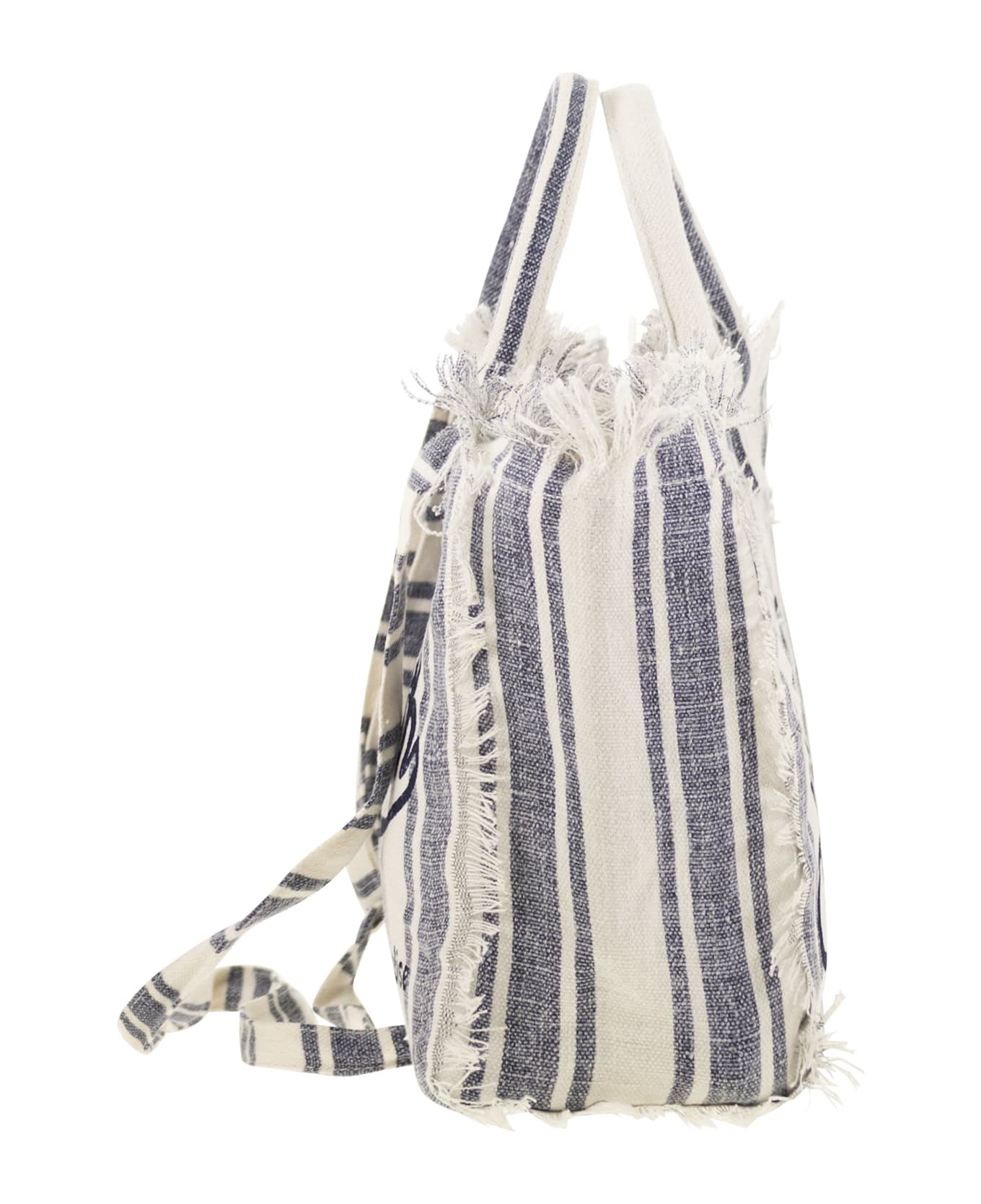 MC2 Saint Barth Colette - Linen Handbag - White/blue