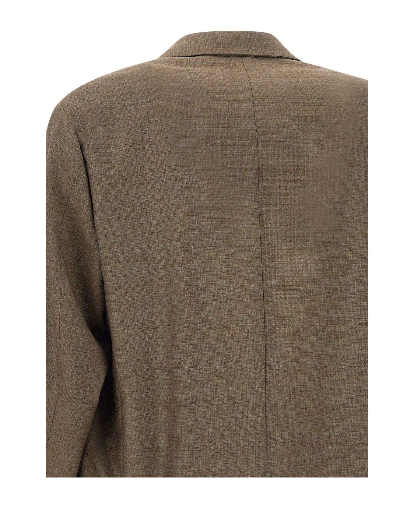 Emporio Armani Single Breasted Check Patterned Blazer - Marrone Chiaro Melange