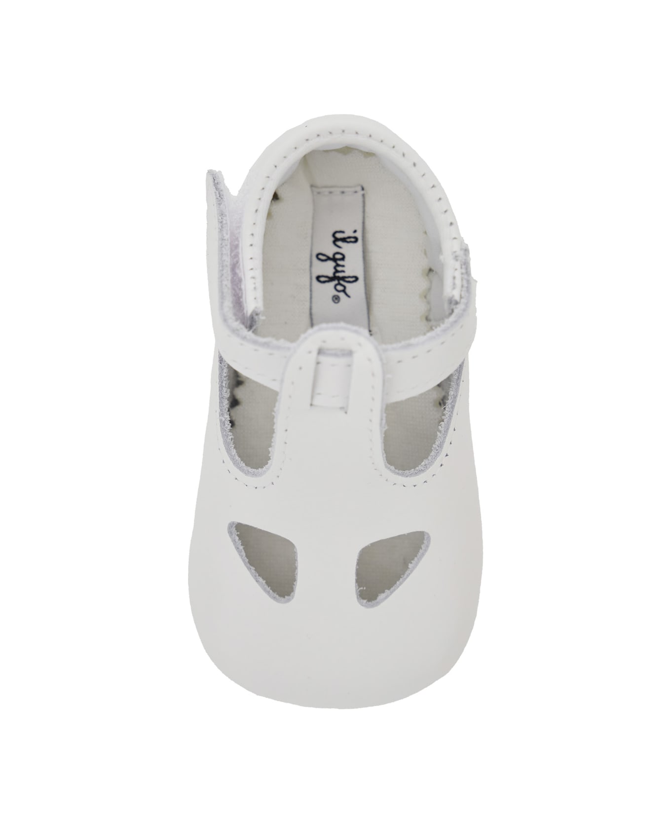 Il Gufo White Ballet Shoes With Cut-out On The Front And Touch-strap Closure In Leather Baby - White