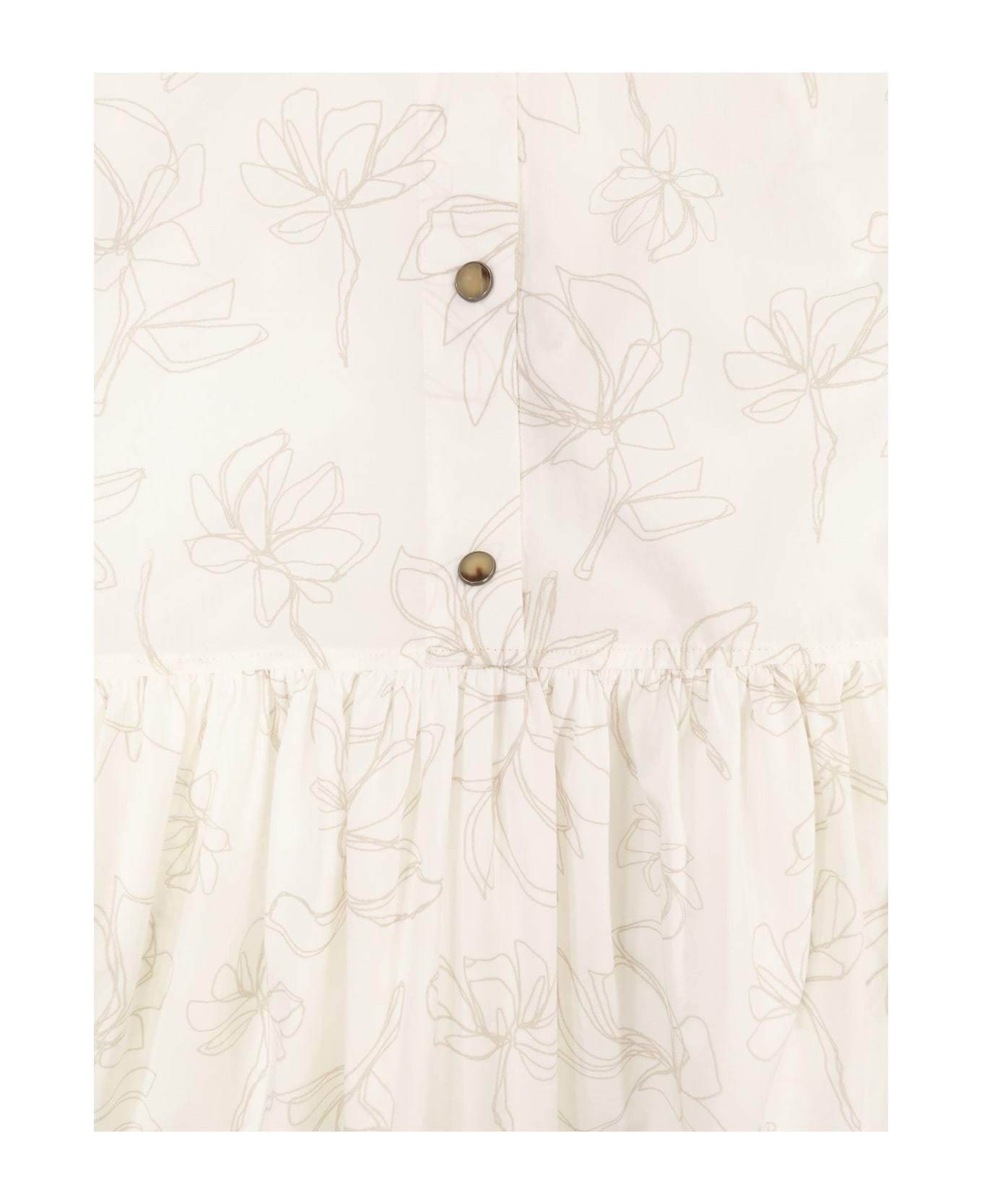 Brunello Cucinelli Cotton Flounced Chemisier - White/sand ワンピース＆ドレス