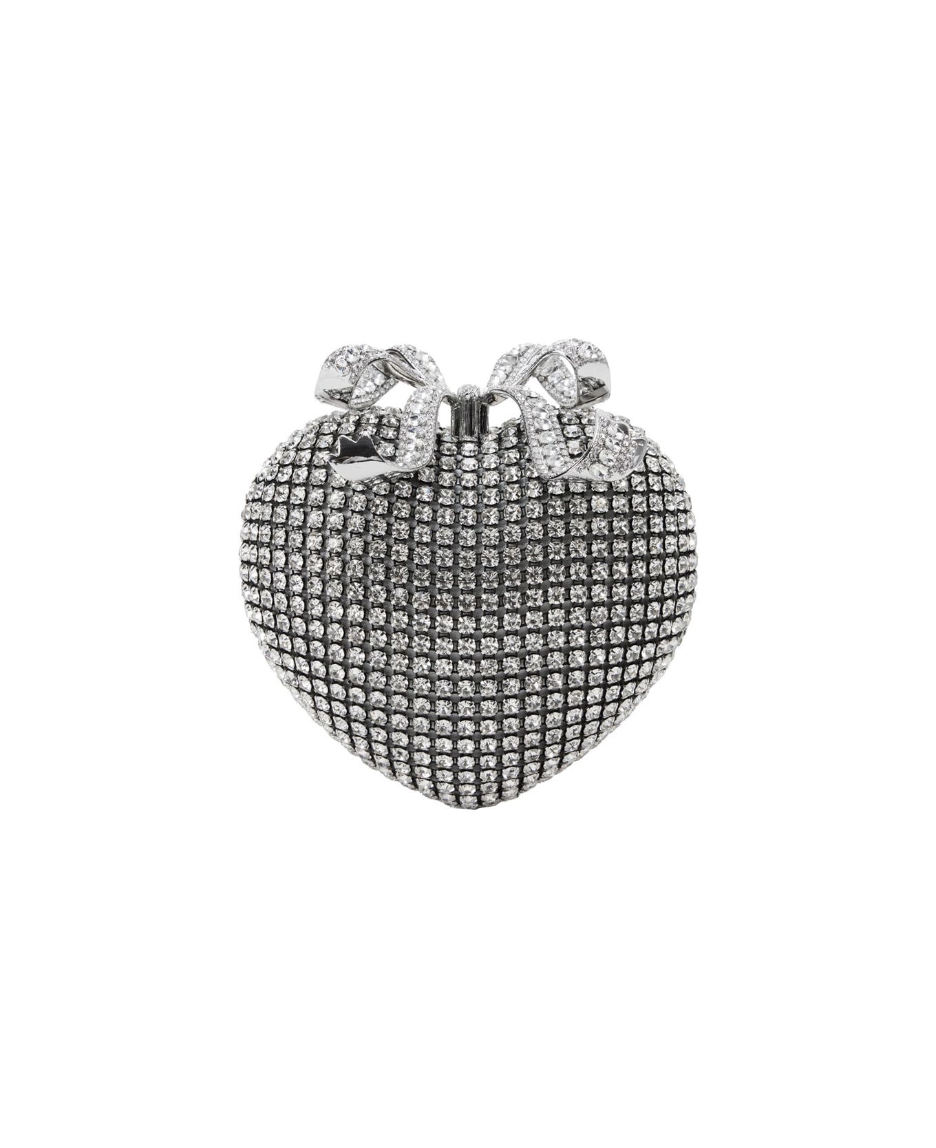 self-portrait 'heart' Silver Clutch With Bow On The Front