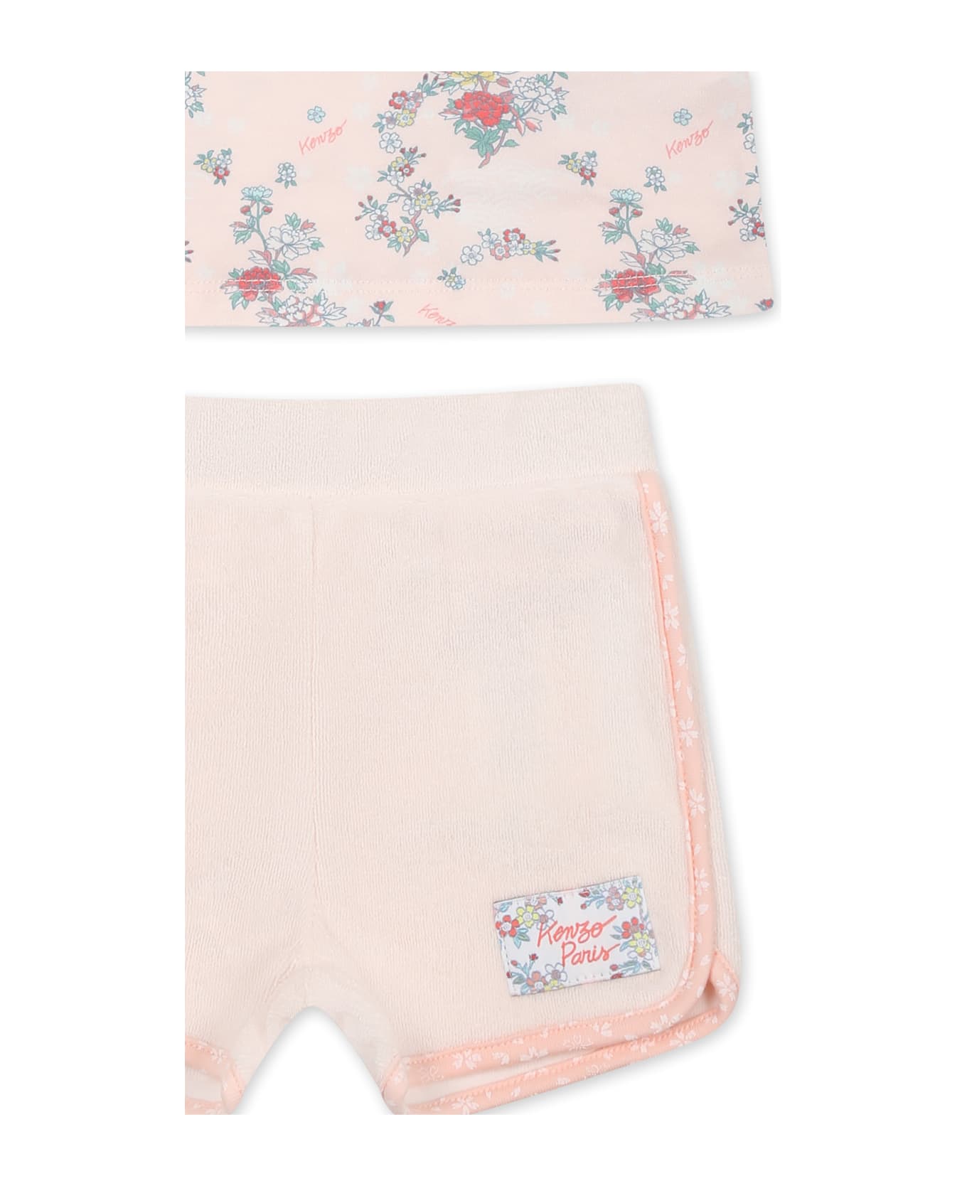 Kenzo Kids Pink Suit For Baby Girl With Floral Print - Pink