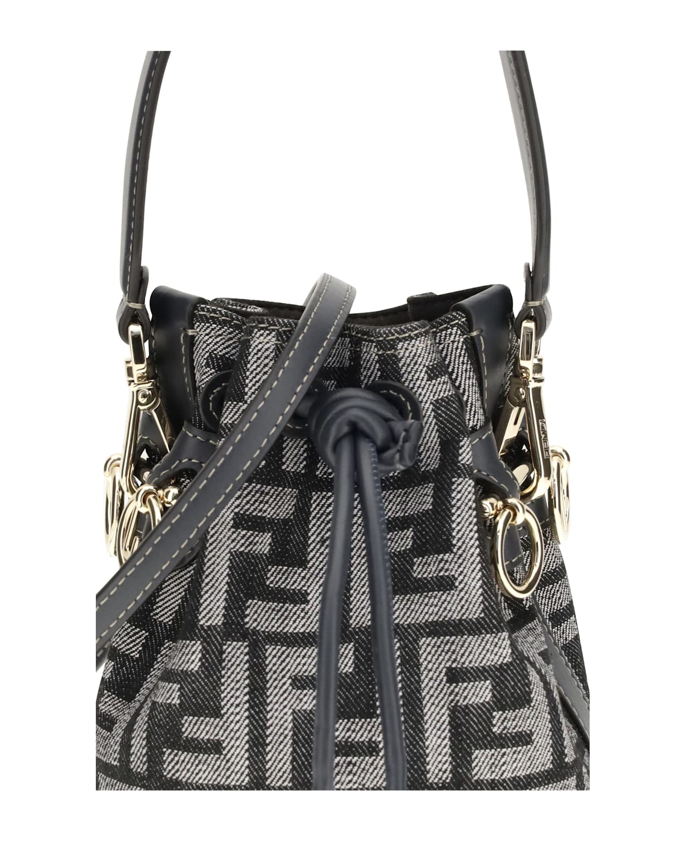 Fendi Mon Tresor Denim-effect Ff Jacquard Mini Bucket Bag