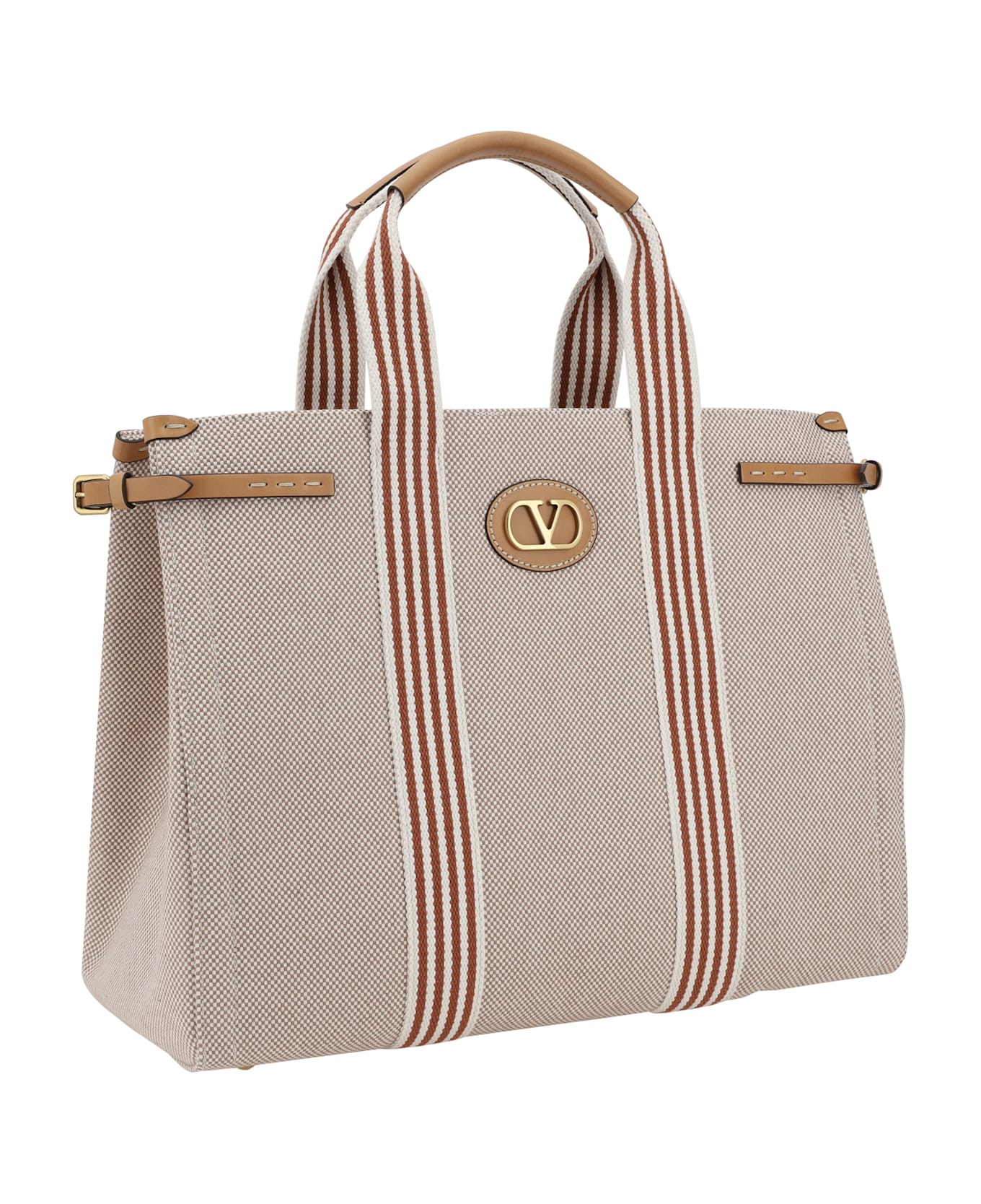Valentino Garavani Cotton Tote Bag - Naturale/tobacco/bianco/t.di Moro/natura
