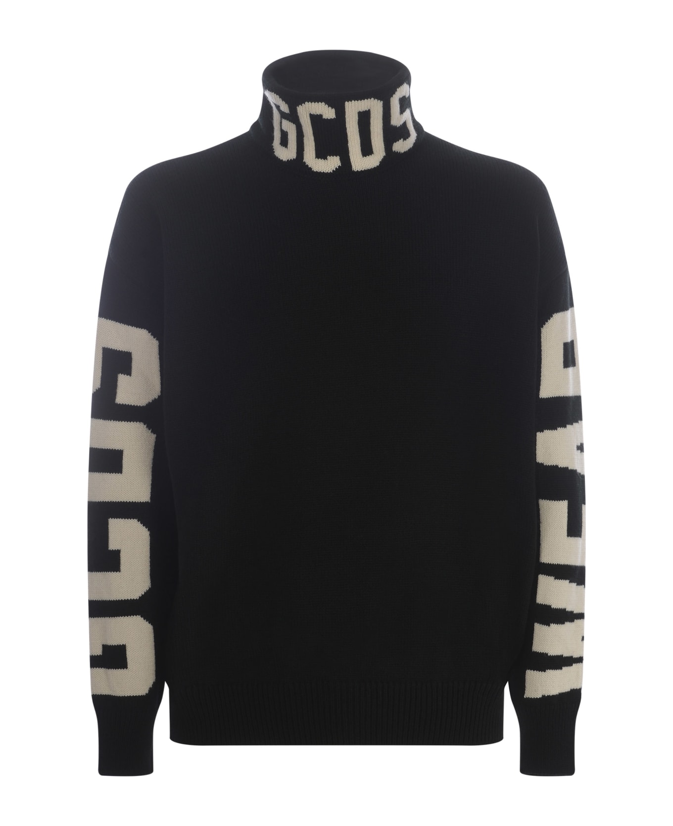 GCDS Sweater Gcds "logo" In Wool - Nero