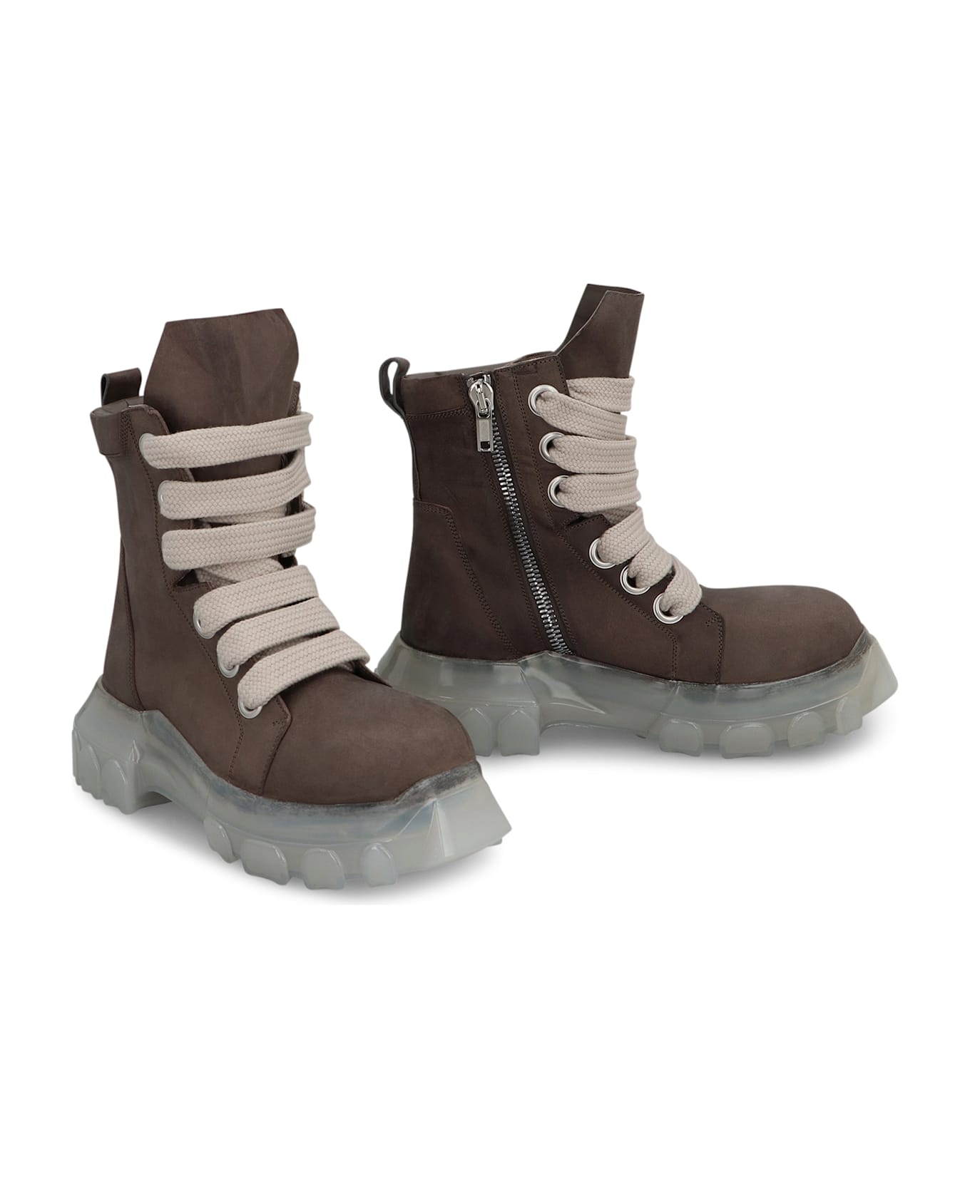 Rick Owens Jumbolace Leather Lace-up Boots - grey