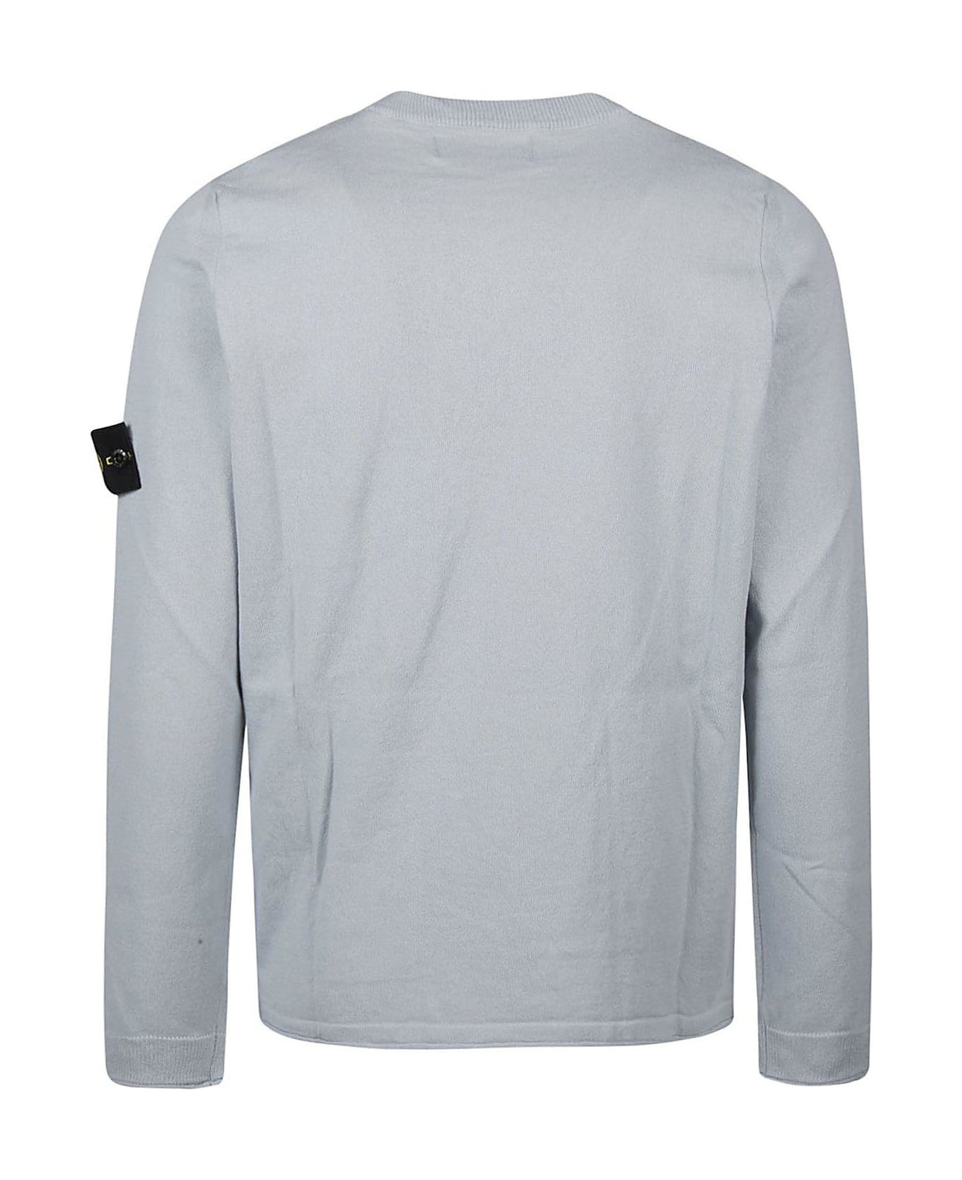 Stone Island Compass Patch Crewneck Knitted Jumper - Azzurro