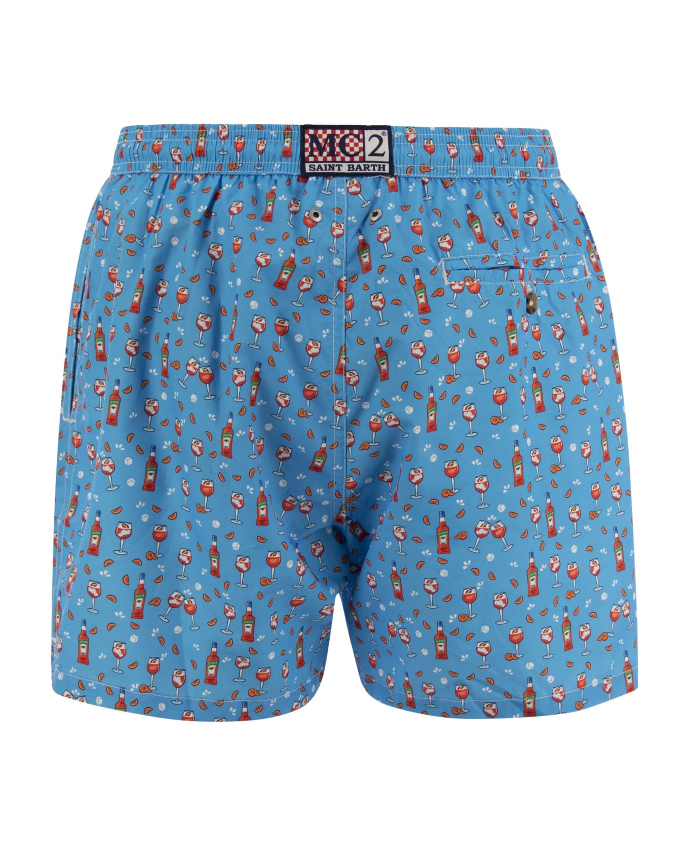 MC2 Saint Barth Lightweight Fabric Swim Boxer Shorts With Print - Light Blue 水着