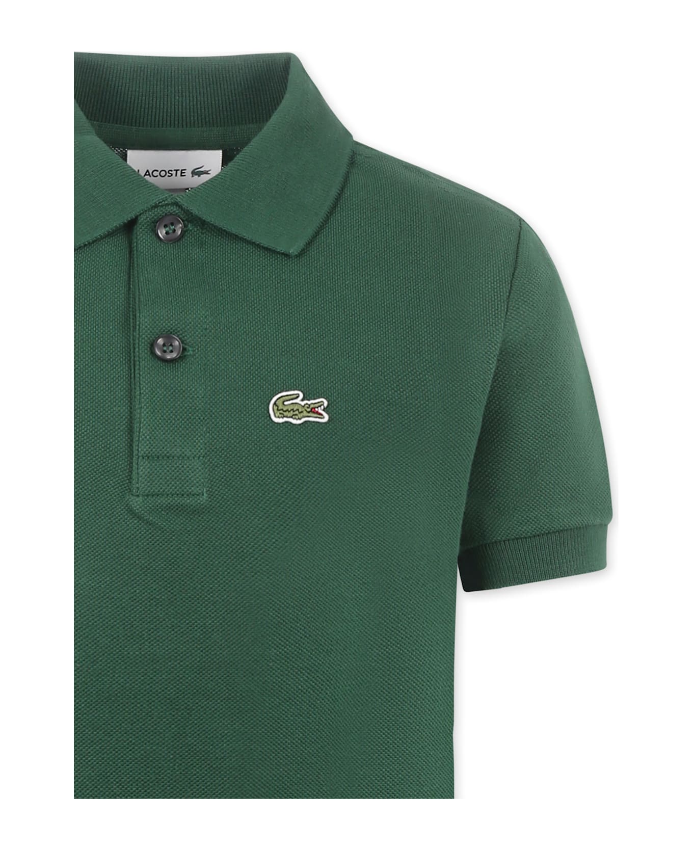 Lacoste Green Polo For Boy Shirt With Crocodile - Green
