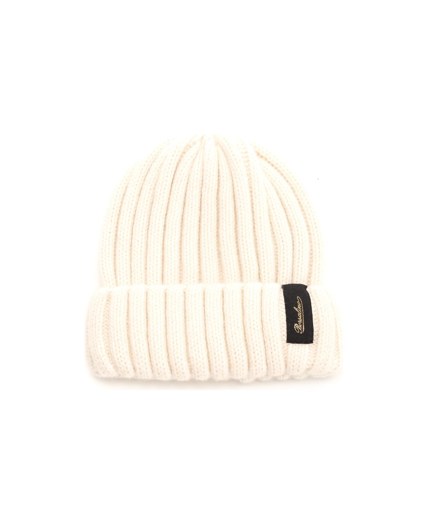 Borsalino Ribbed Cashmere Beanie - Cream