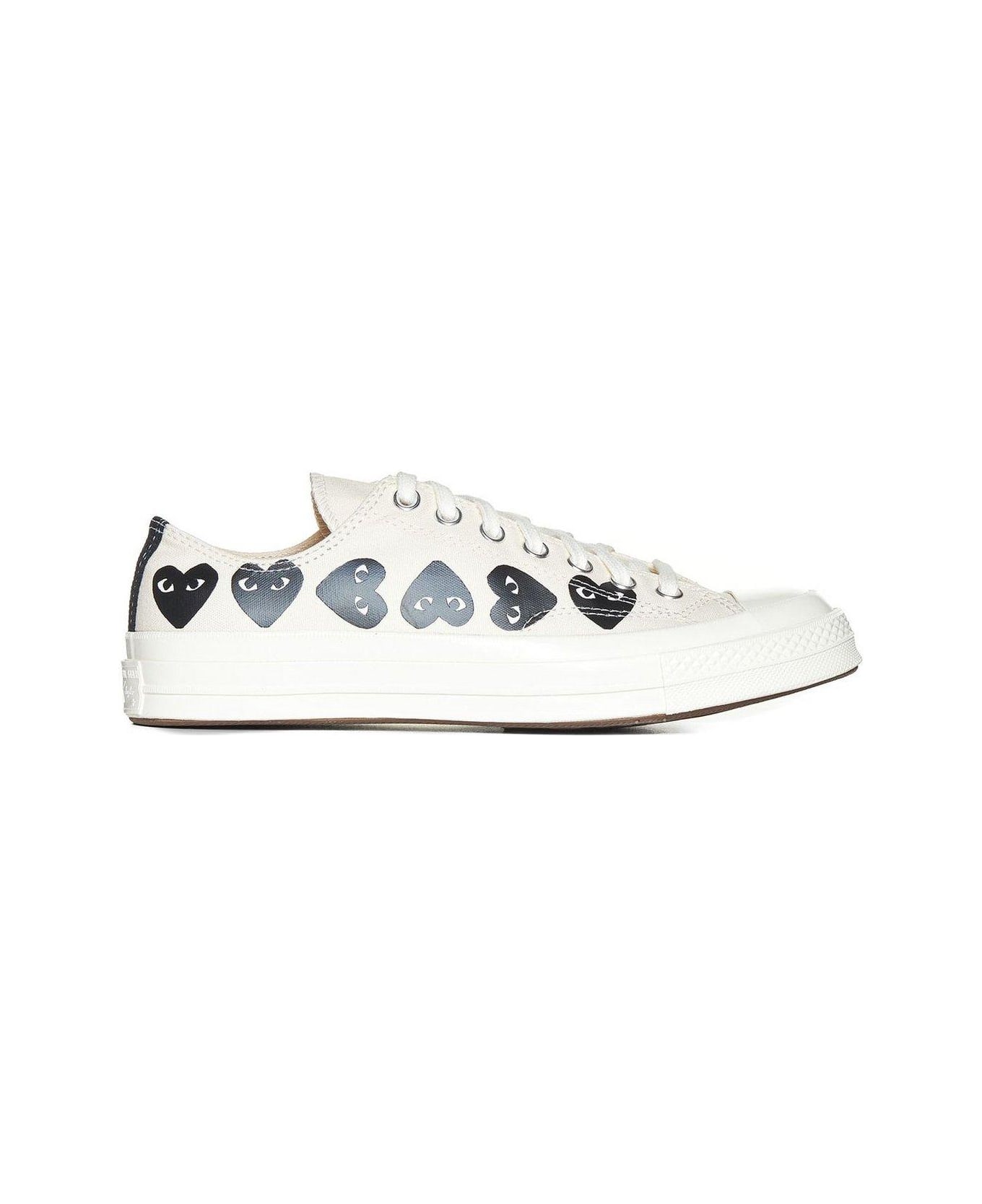 Comme des Garçons Play Heart Logo Printed Low-top Sneakers - White