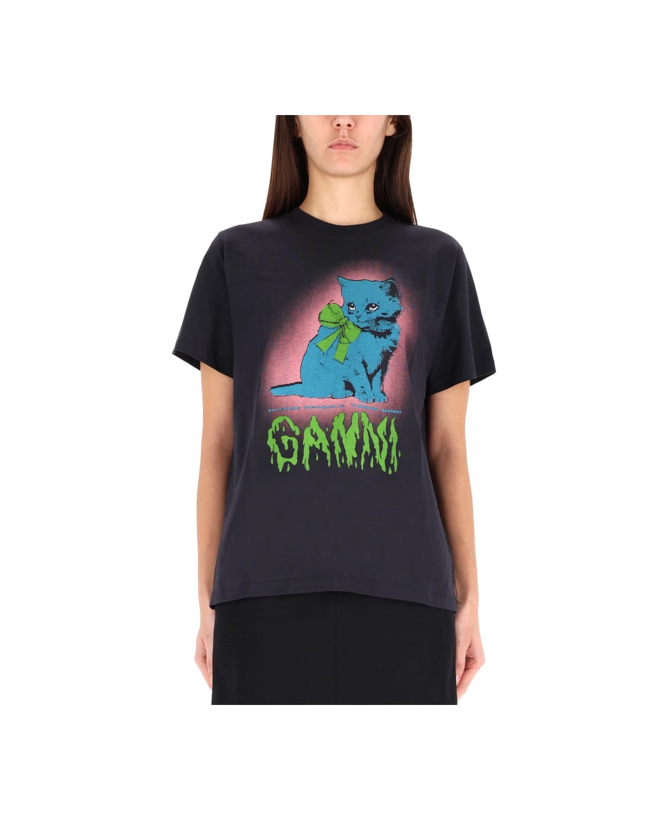 Ganni T-shirt "kitty" - CHARCOAL
