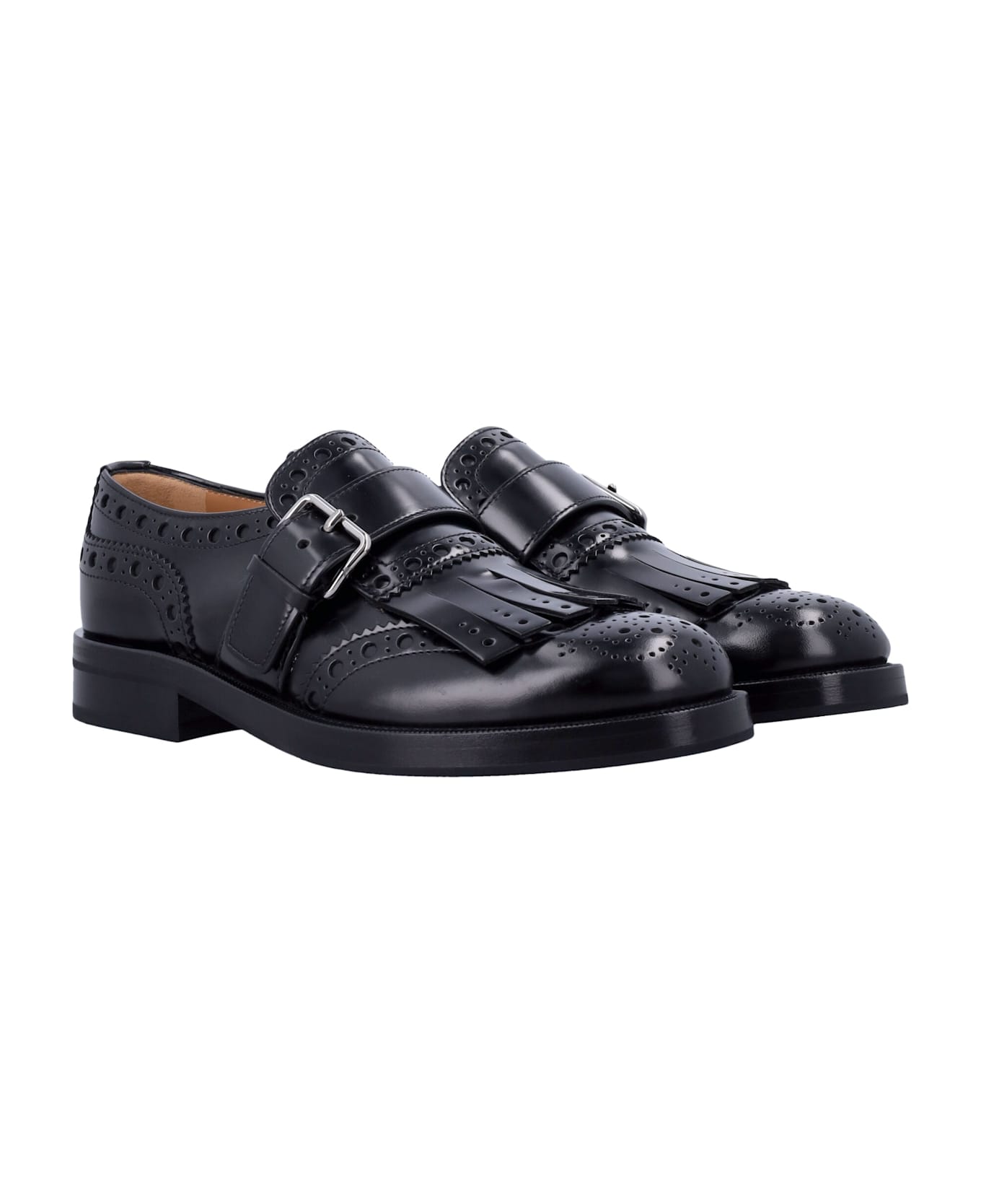 Church's Black Leather Monk Strap Brogues - BLACK