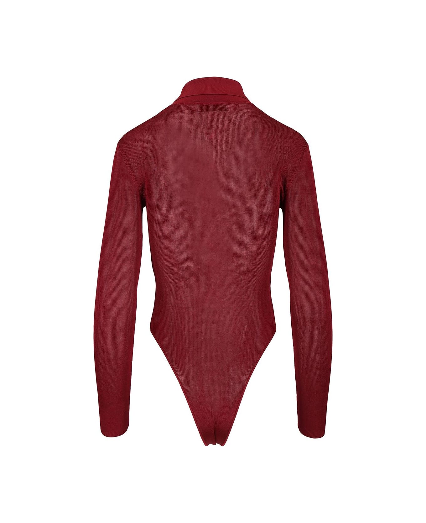 self-portrait Viscose Knitted Bodysuit - BORDEAUX