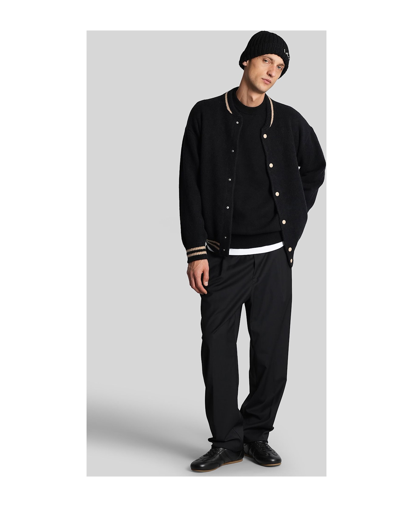 Laneus Bomber Jacket In Black Cashmere - black