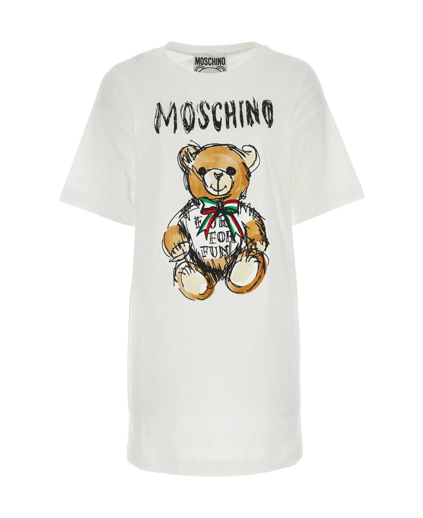 Moschino White Cotton T-shirt Dress - FantasiaBianco