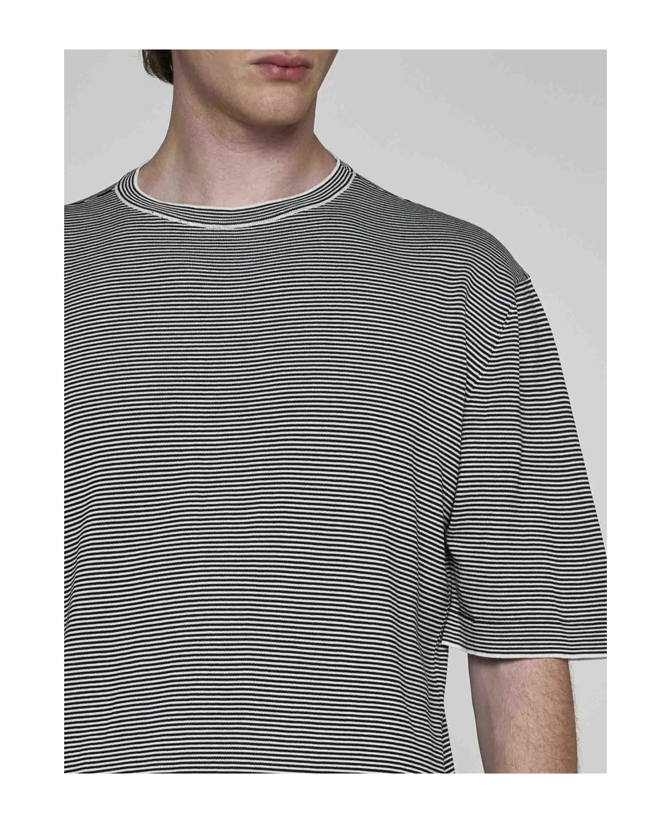 Lardini Striped Cotton T-shirt - Ne Blu Bianco