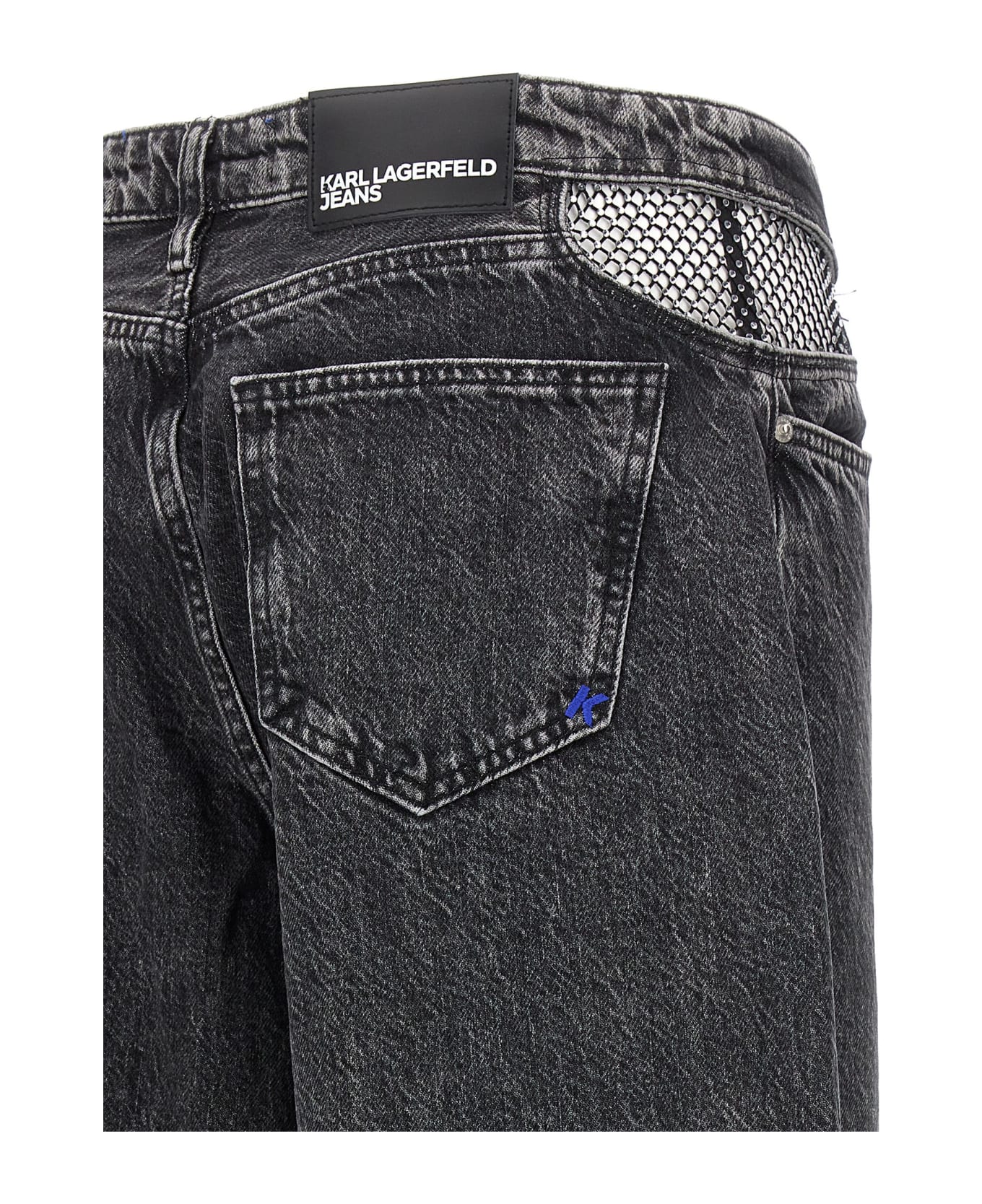 Karl Lagerfeld Rhinestone Detail Jeans - Black   デニム