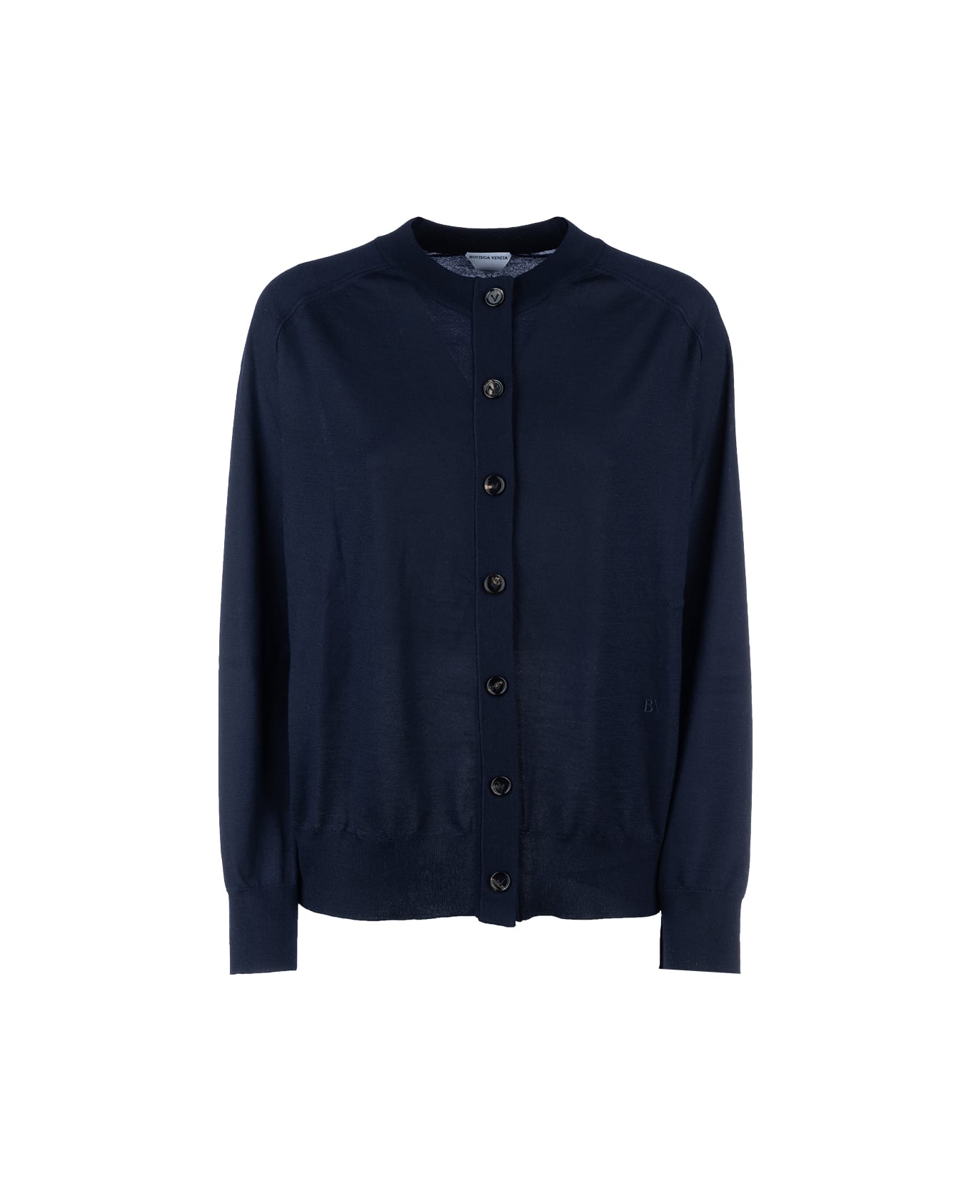 Bottega Veneta Navy Blue Stretch Linen Blend Cardigan - NAVY