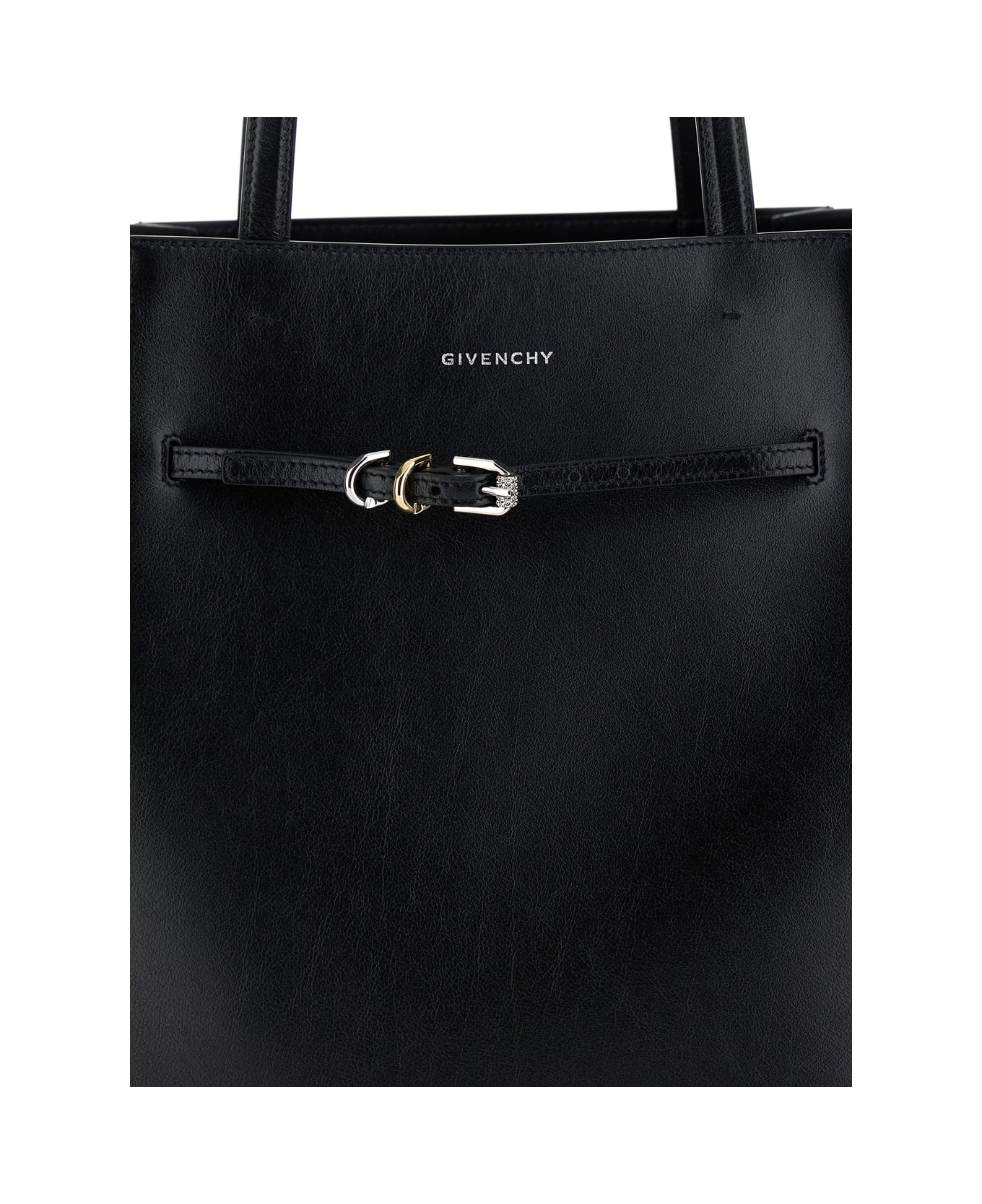 Givenchy 'voyou Medium' Black Tote Bag With Belt Detail In Leather Woman - Black