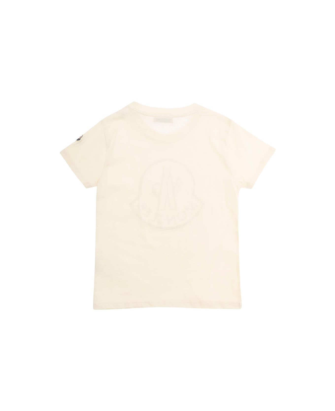 Moncler White T-shirt With Rhinestone Logo Print In Cotton Boy - White