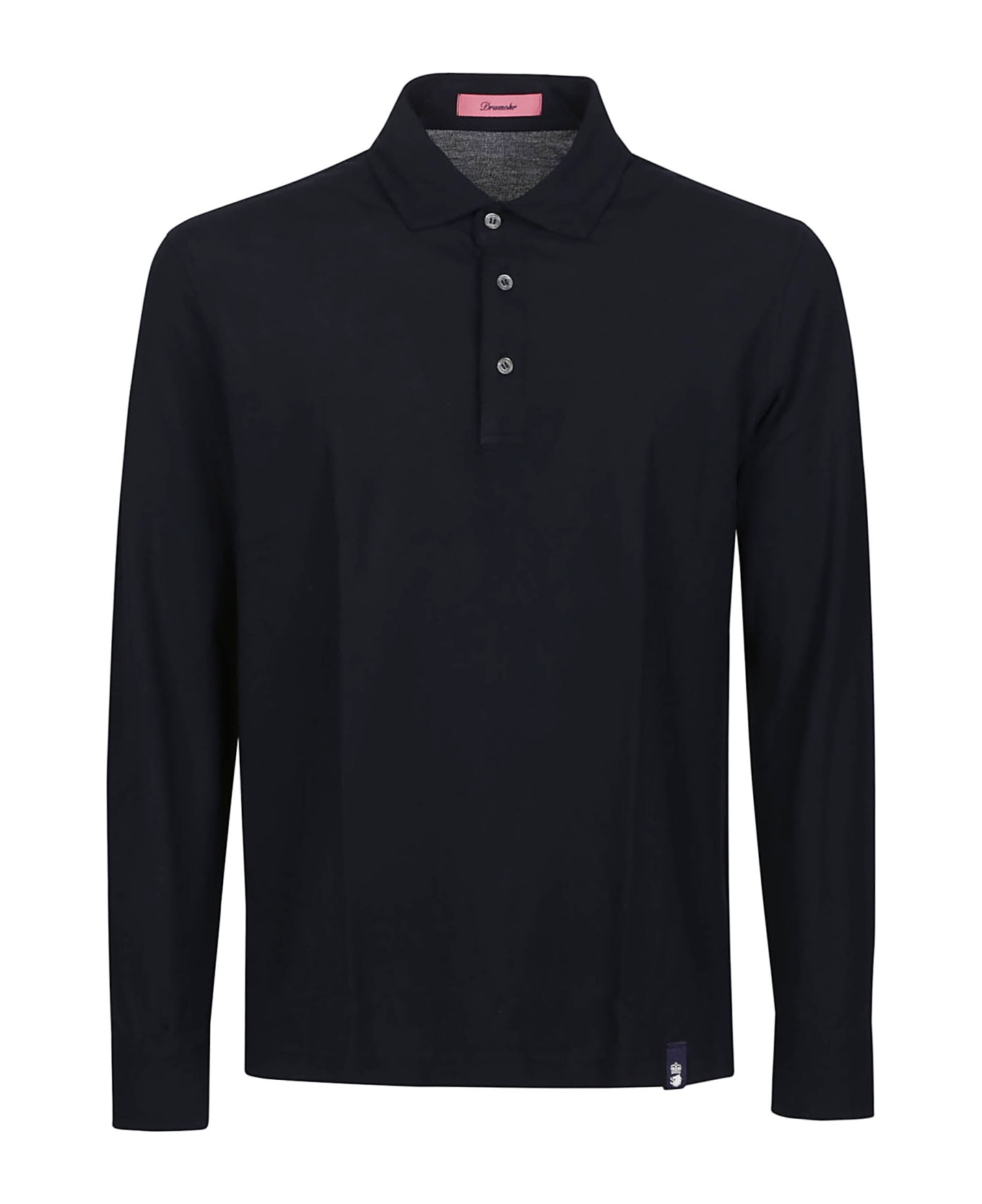 Drumohr Oxford Long Sleeve Polo Shirt - Blu Scuro