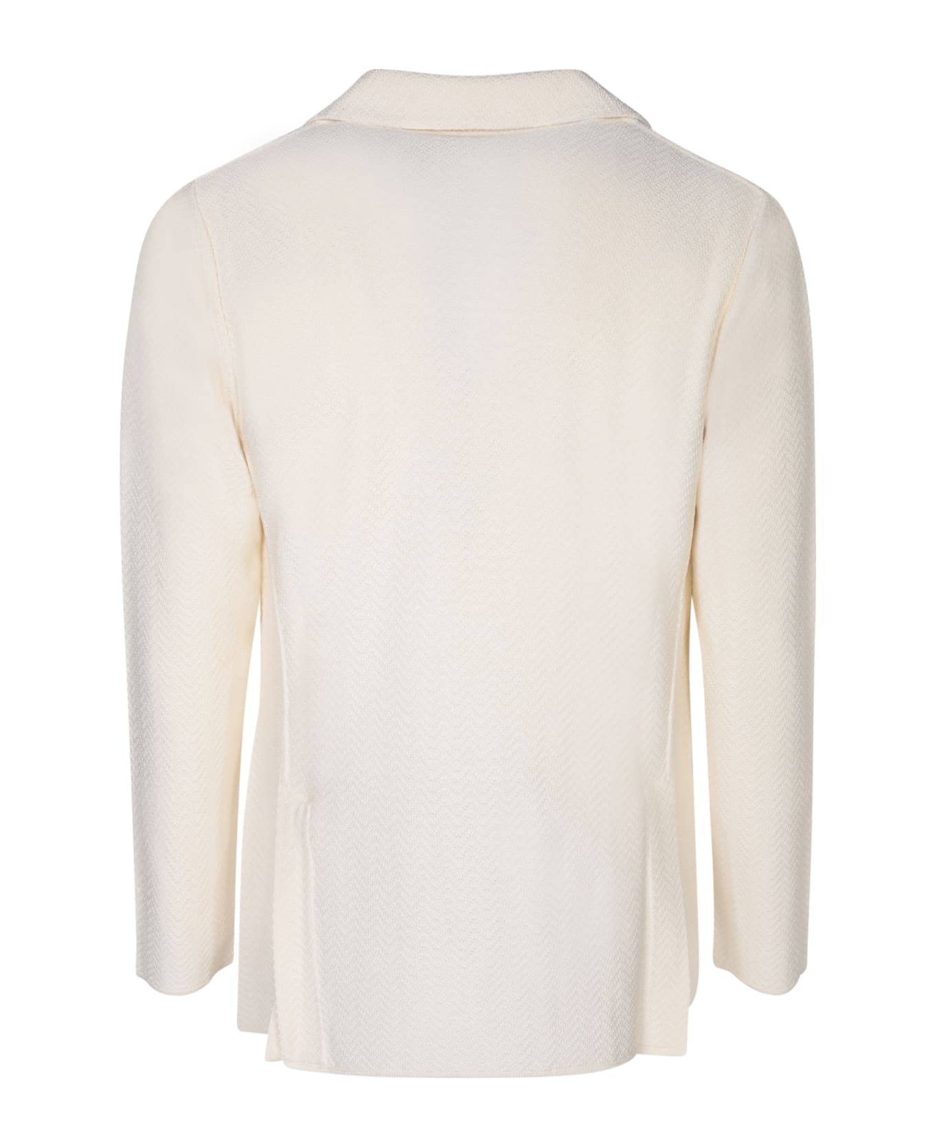 Lardini Herringbone Ivory Cardigan Style Jacket - White
