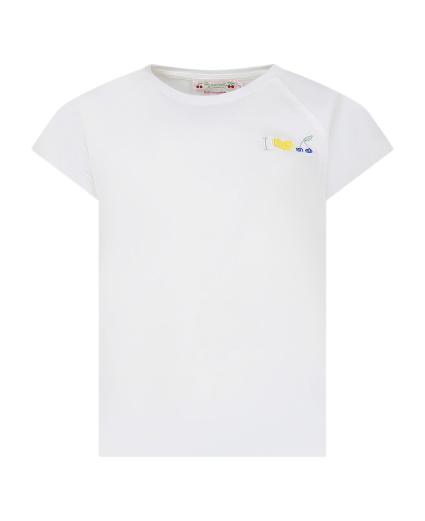 Bonpoint White T-shirt For Girl With Embroidery - Off white