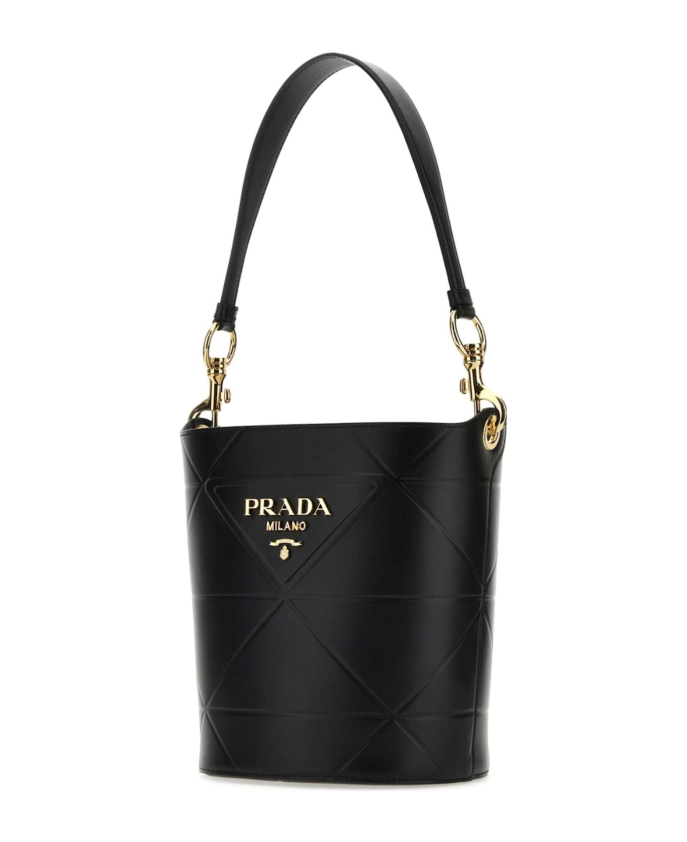Prada Black Leather Bucket Bag - Black