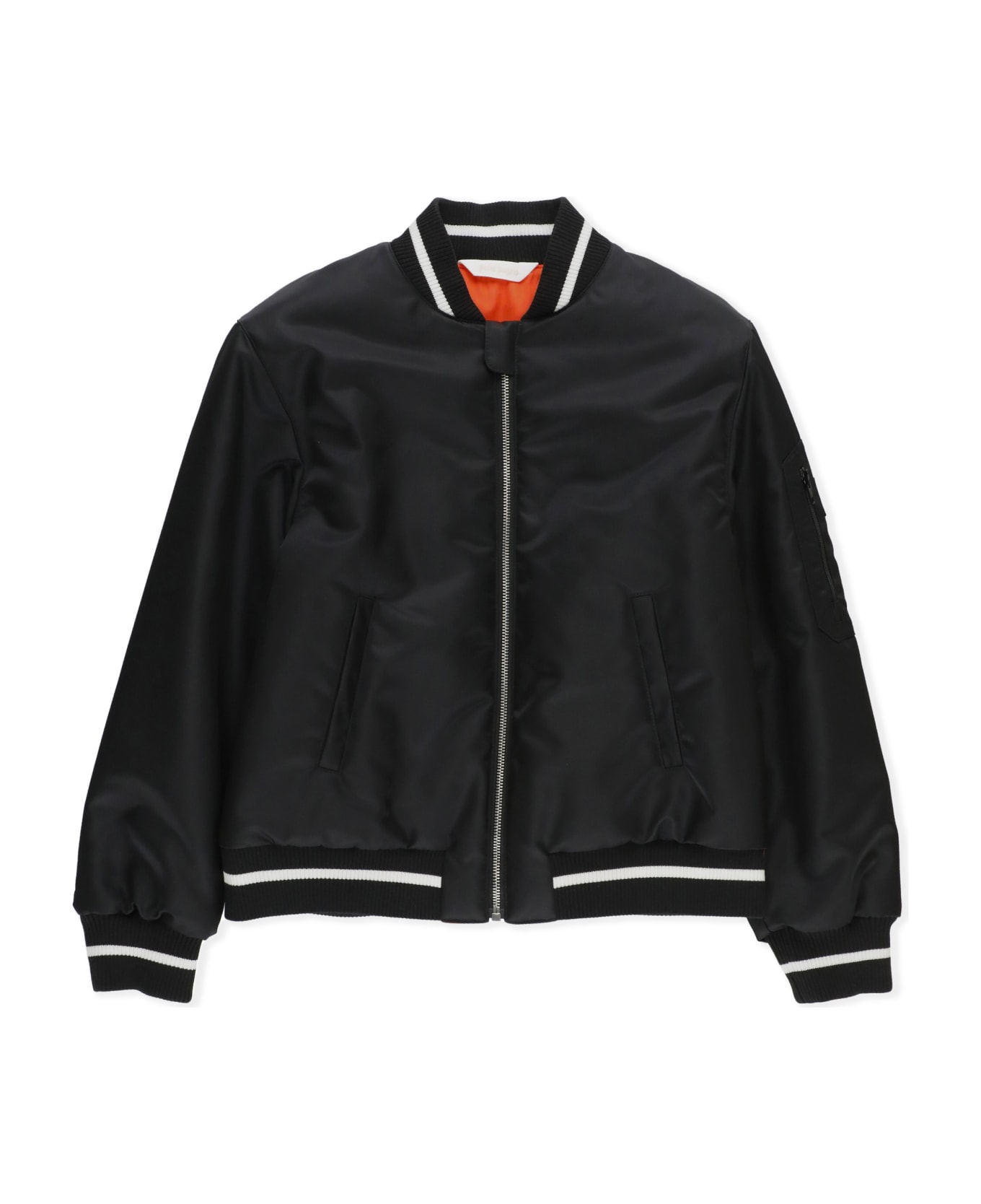 Palm Angels Bomber Jacket With Curved Logo - Black
