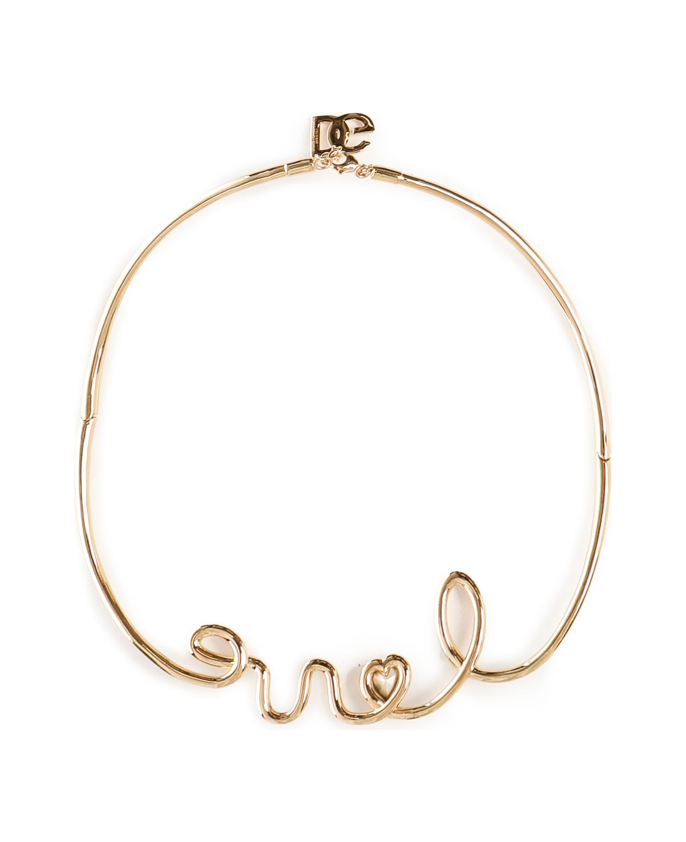 Dolce 
Gabbana Semi-rigid Necklace With Love Writing - Golden