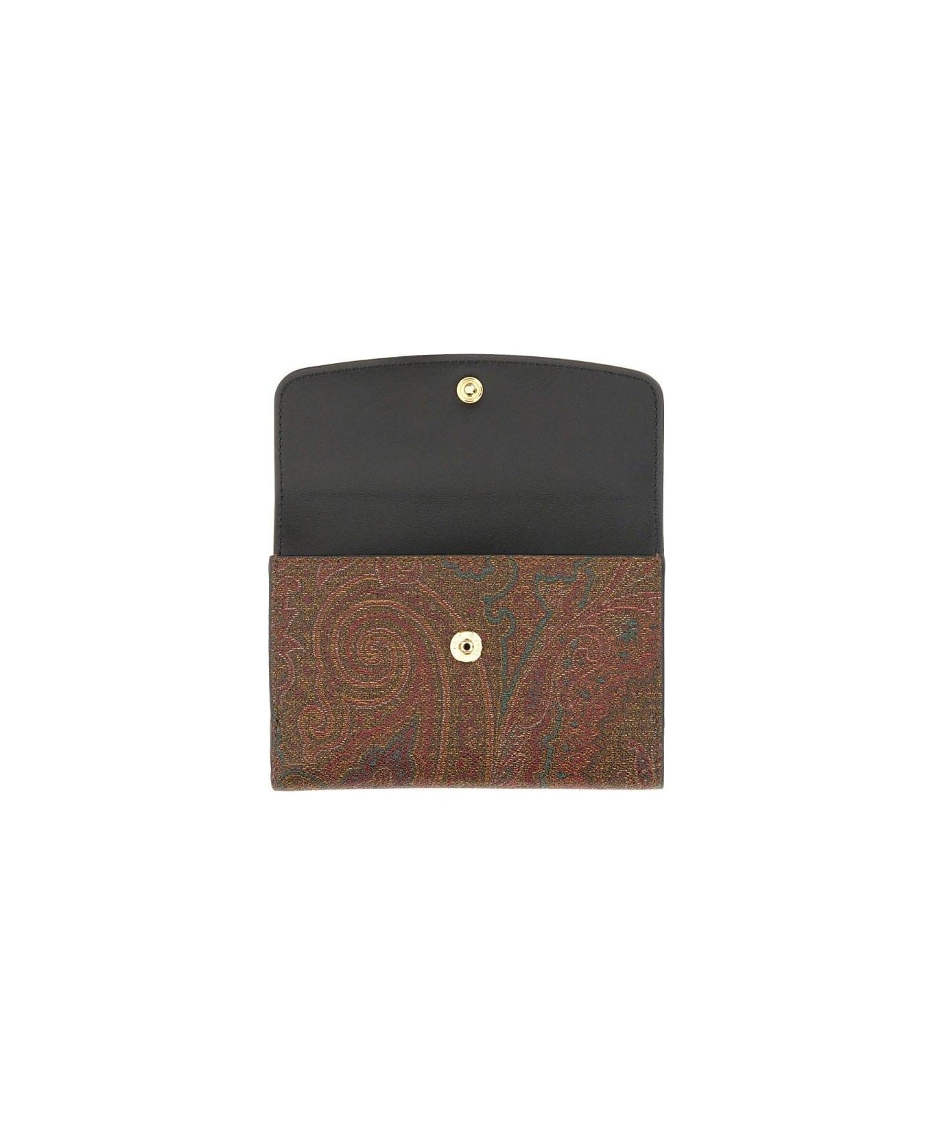 Etro Essential Paisley Printed Foldover Wallet - BLACK/BROWN