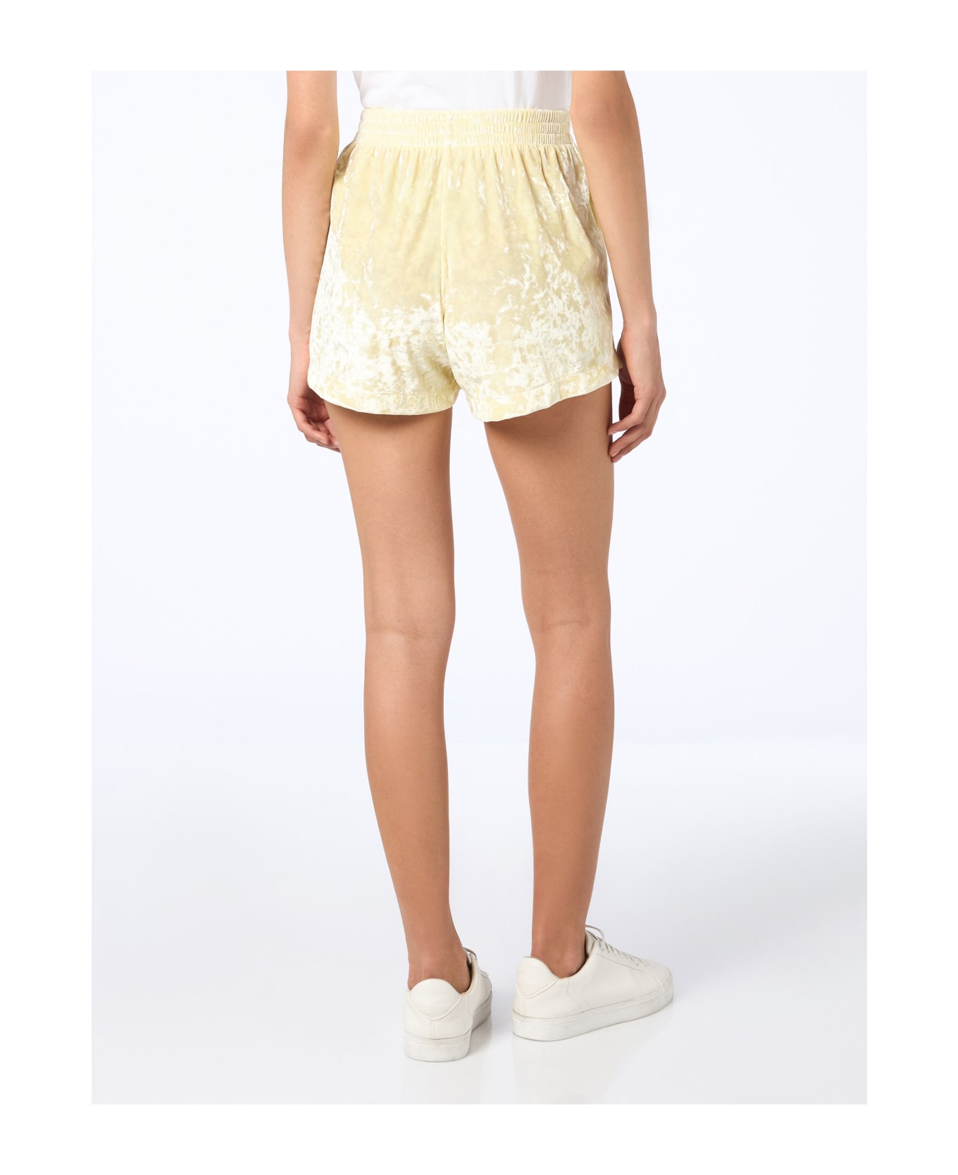 MC2 Saint Barth Woman Pale Yellow Chenille Pull Up Shorts Cate - YELLOW