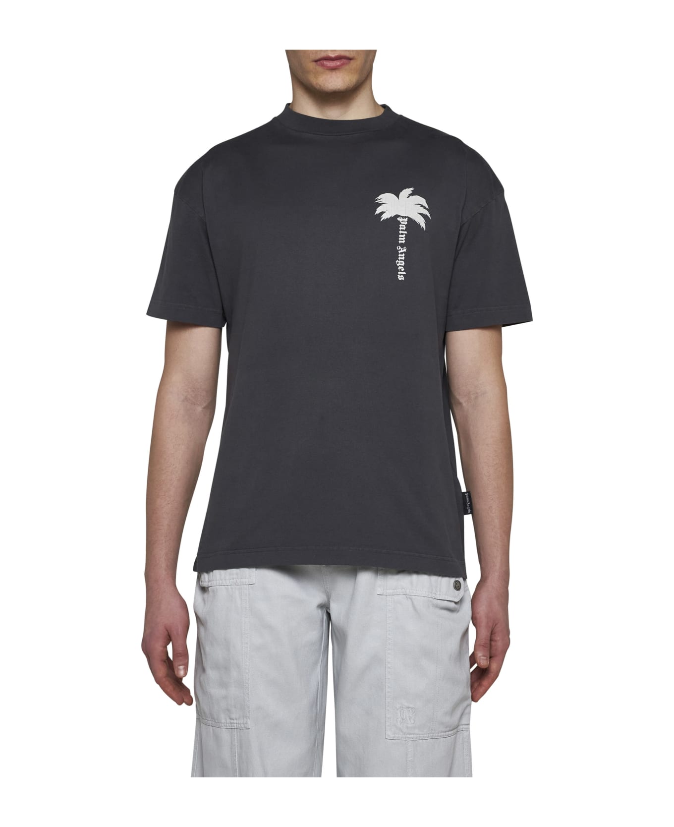 Palm Angels Gray Cotton T-shirt - Dark Grey Off White シャツ