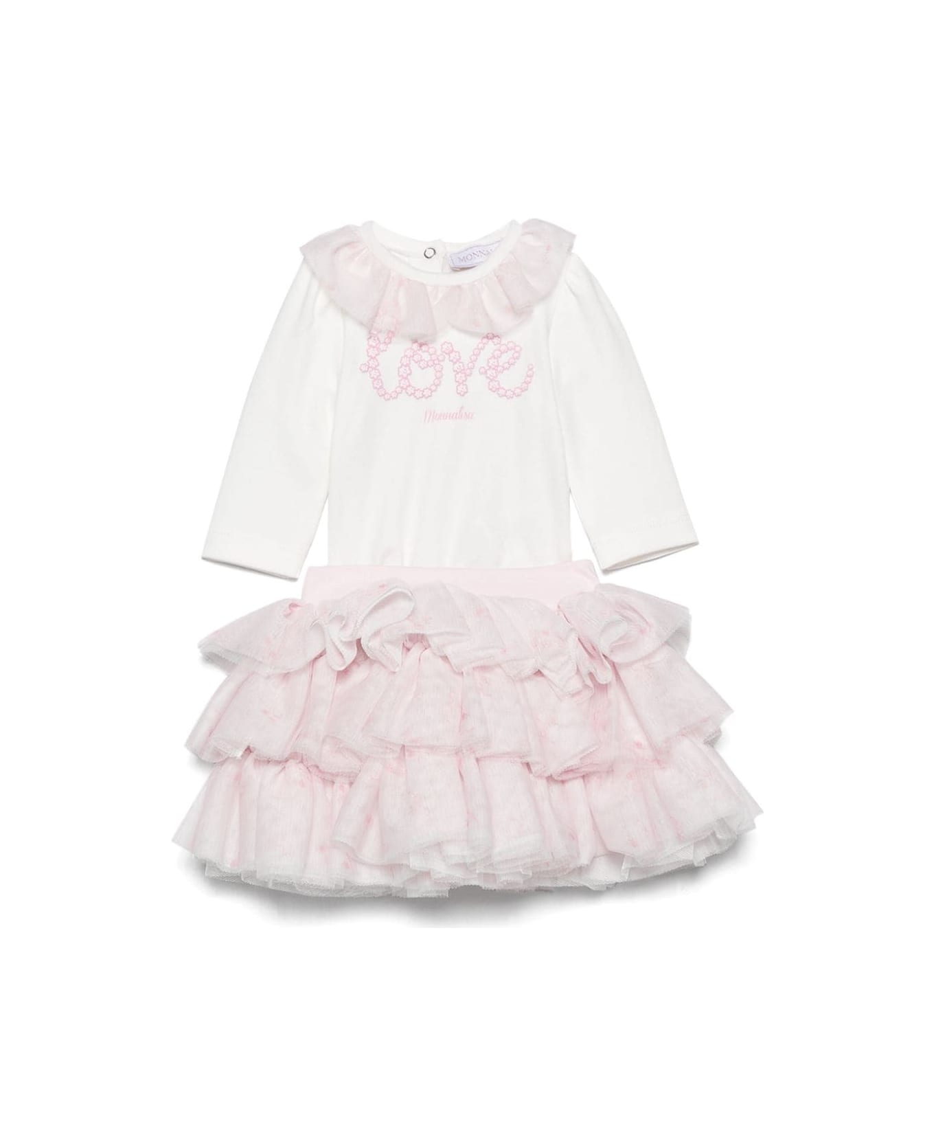 Monnalisa Pink Set Baby Girl - Panna/rosa