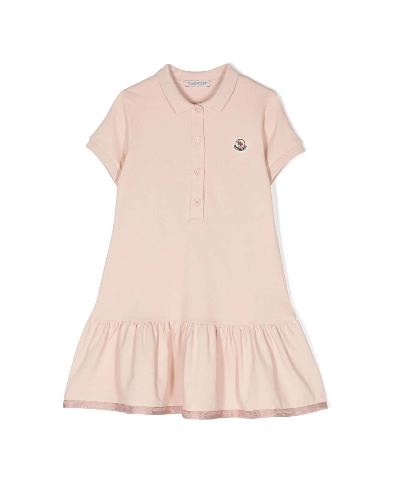 Moncler Pink Polo Style Dress With Logo Patch - Pink