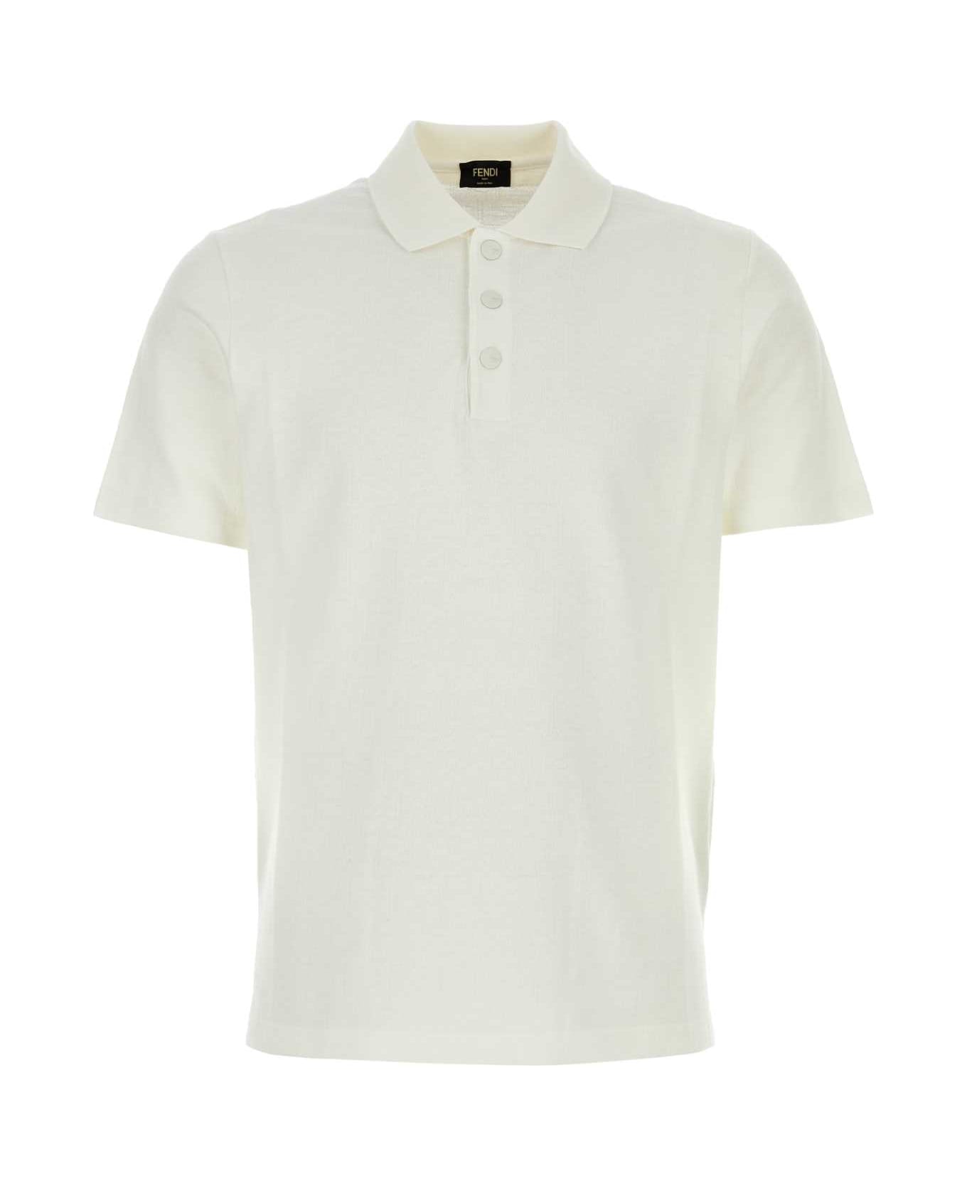 Fendi White Piquet Polo Shirt - WHITE
