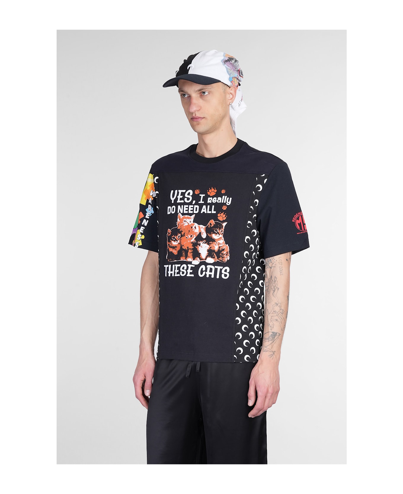 Marine Serre T-shirt In Black Cotton - black
