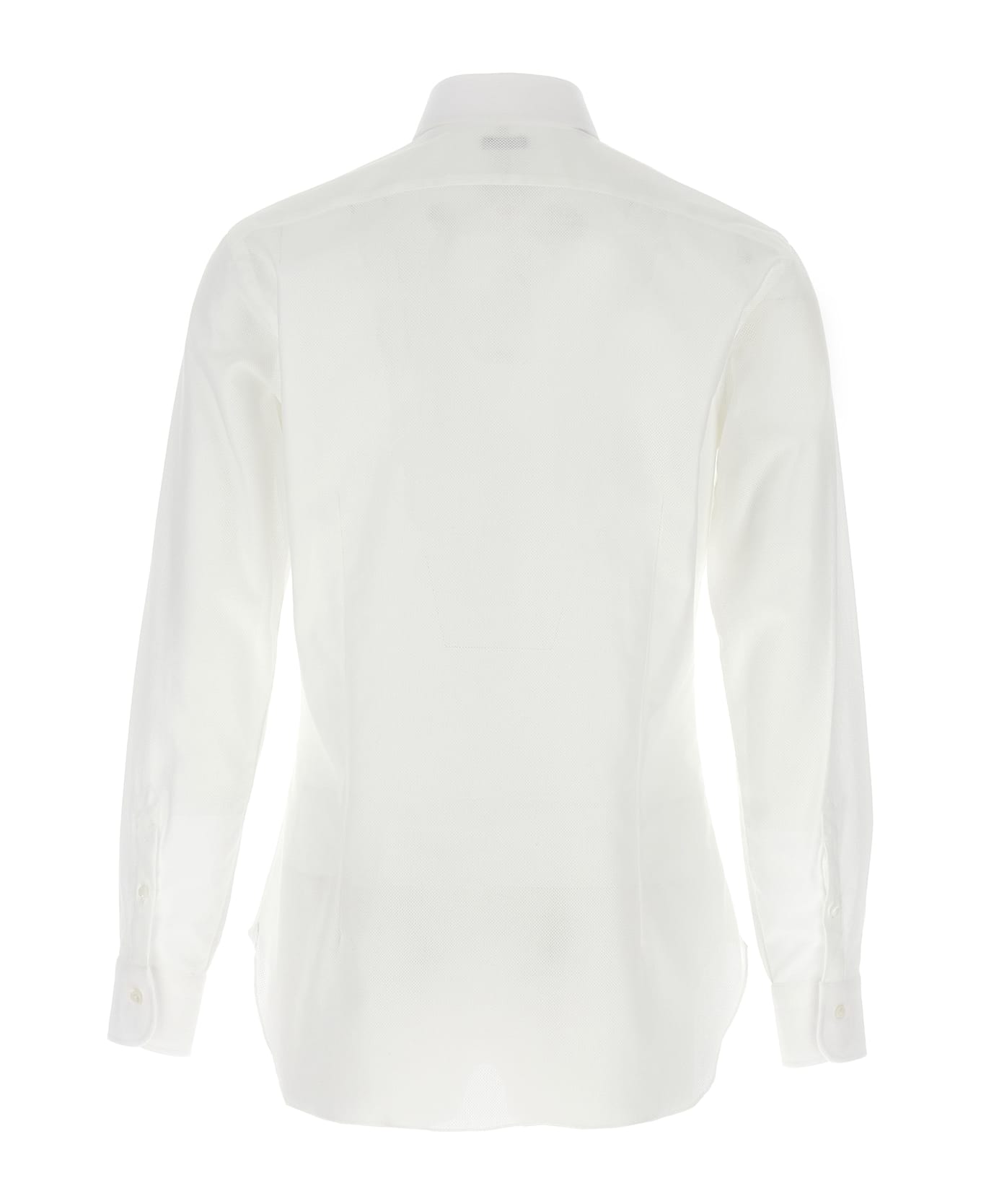 Barba Napoli Honeycomb Cotton Shirt - White