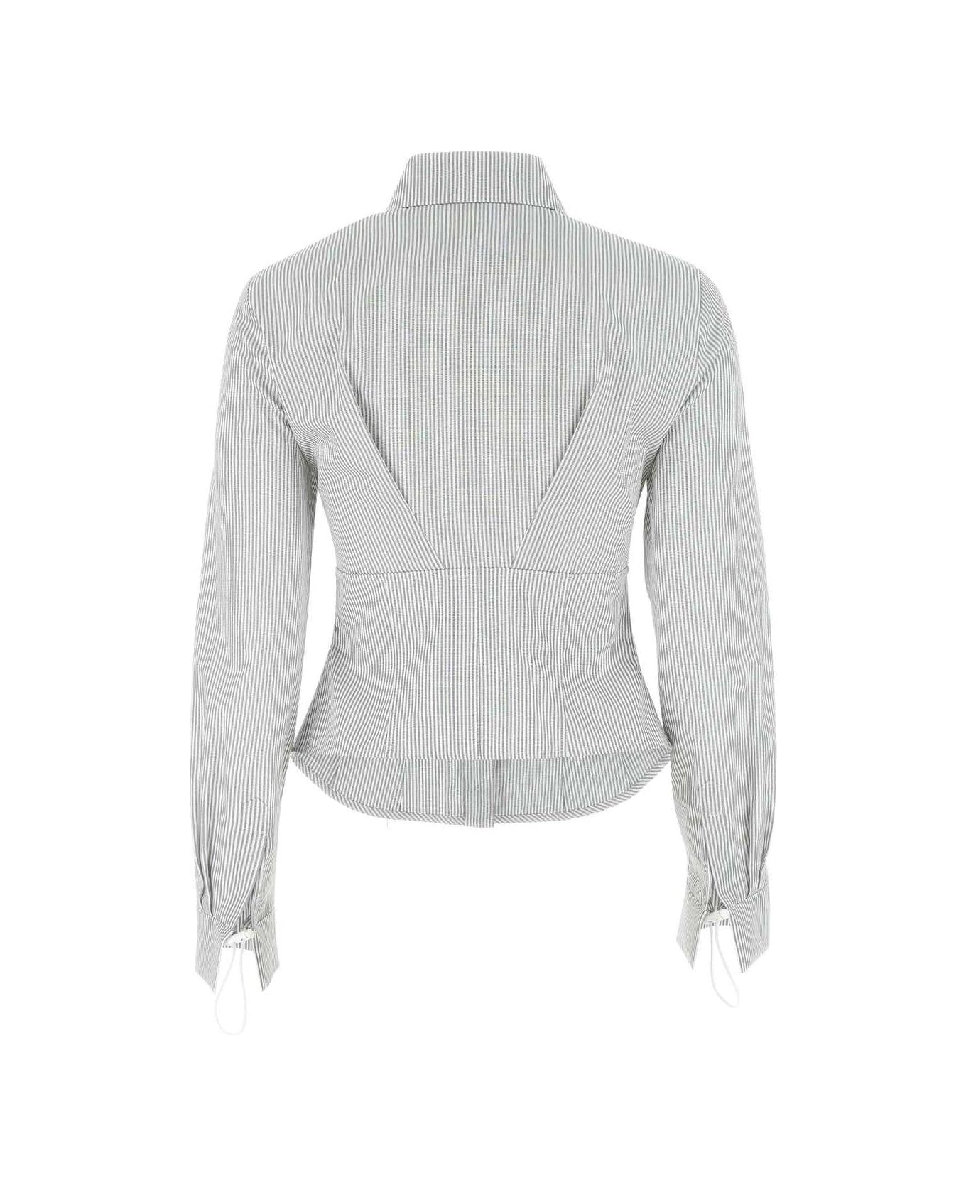 Fendi Pinstriped Corset-waist Shirt - GREY