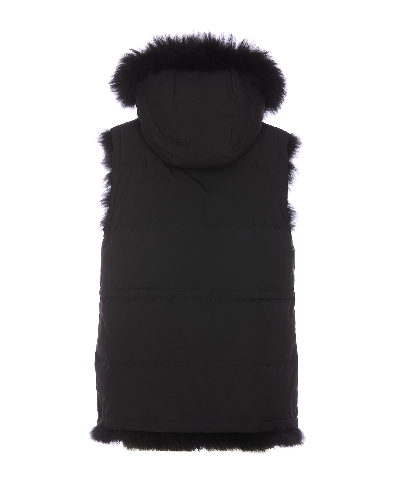 Yves Salomon Reversible Padded Vest - BLACK