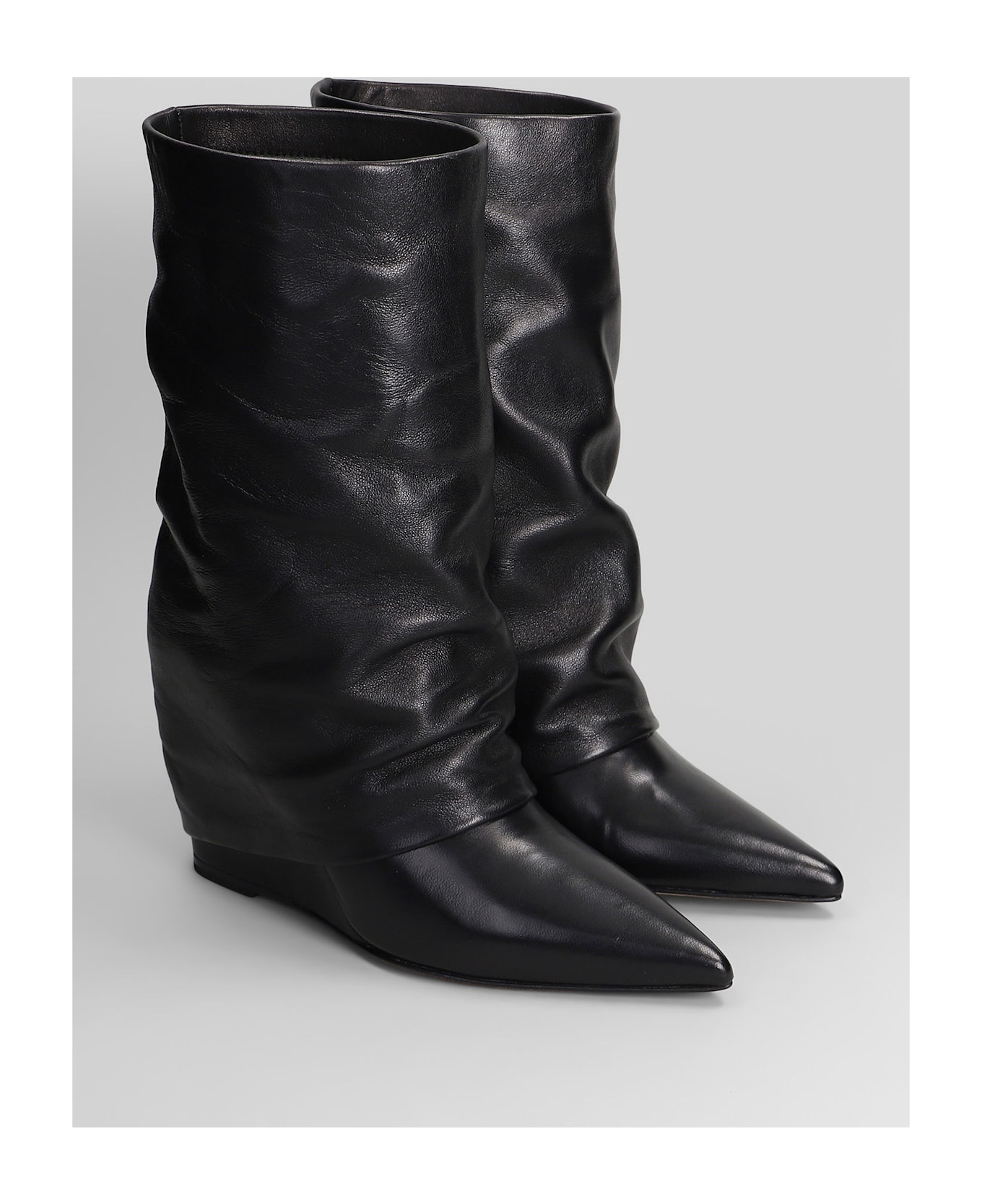 The Seller High Heels Ankle Boots In Black Leather - black