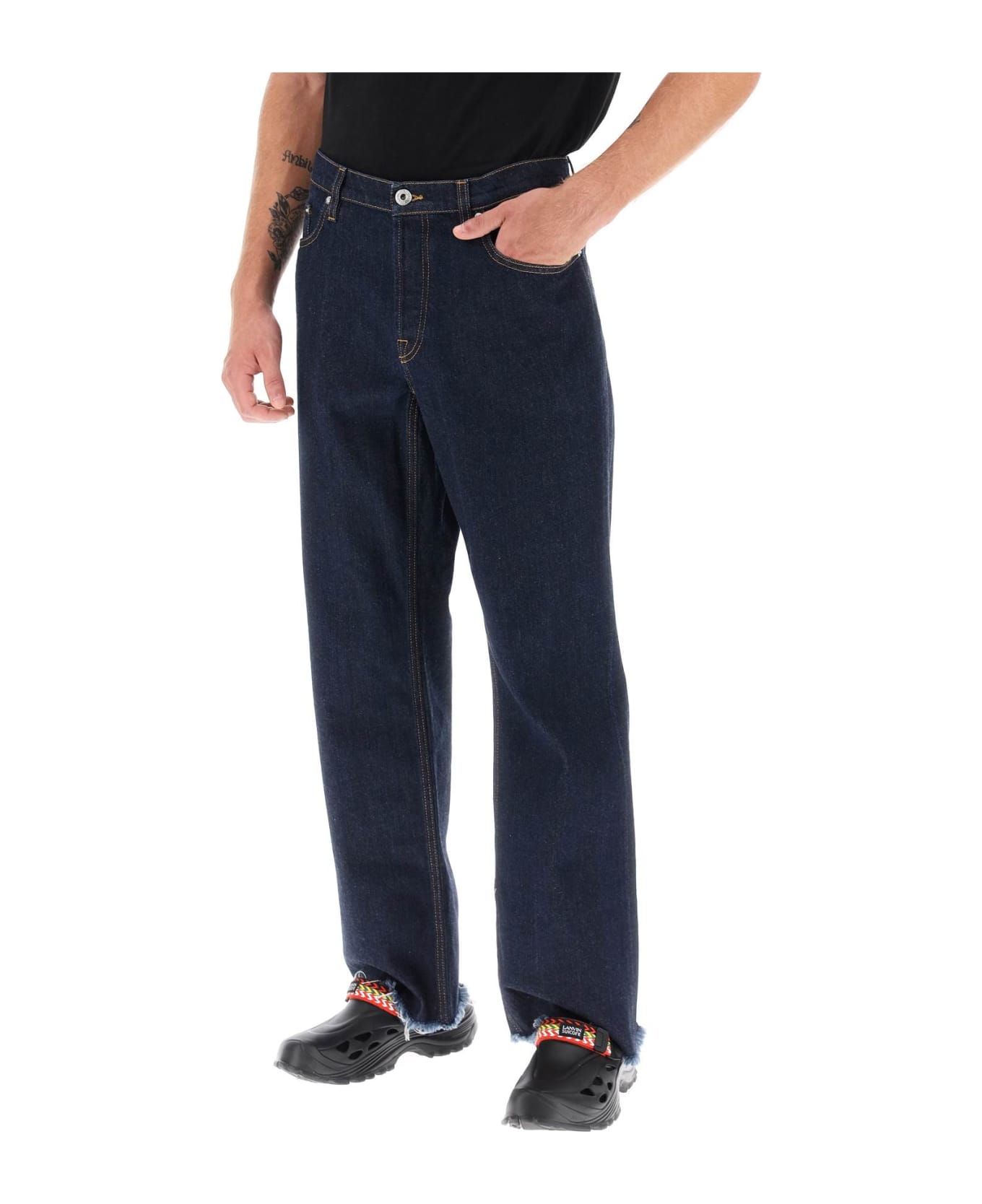 Lanvin Jeans With Frayed Hem - Blu