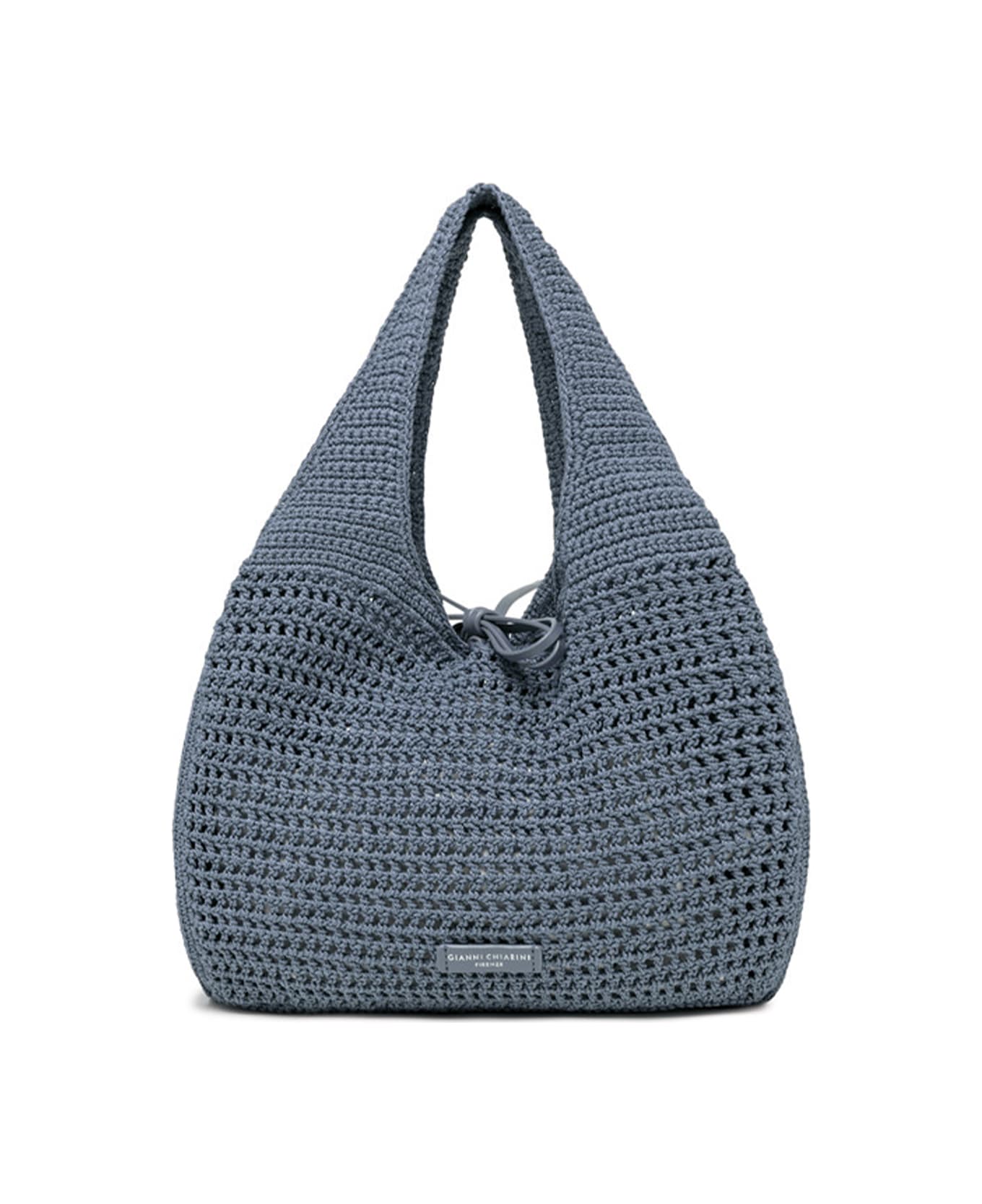 Gianni Chiarini Euforia Bluette Shopping Bag In Crochet Fabric - ARTICO