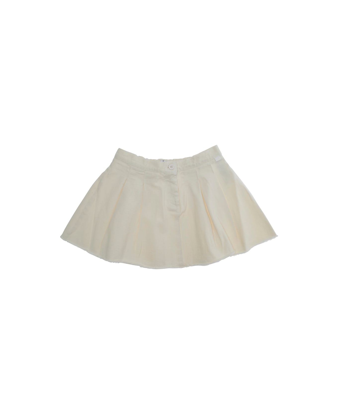 Il Gufo White Skirt With Logo Patch On The Front And Pleated Details In Cotton Girl - White