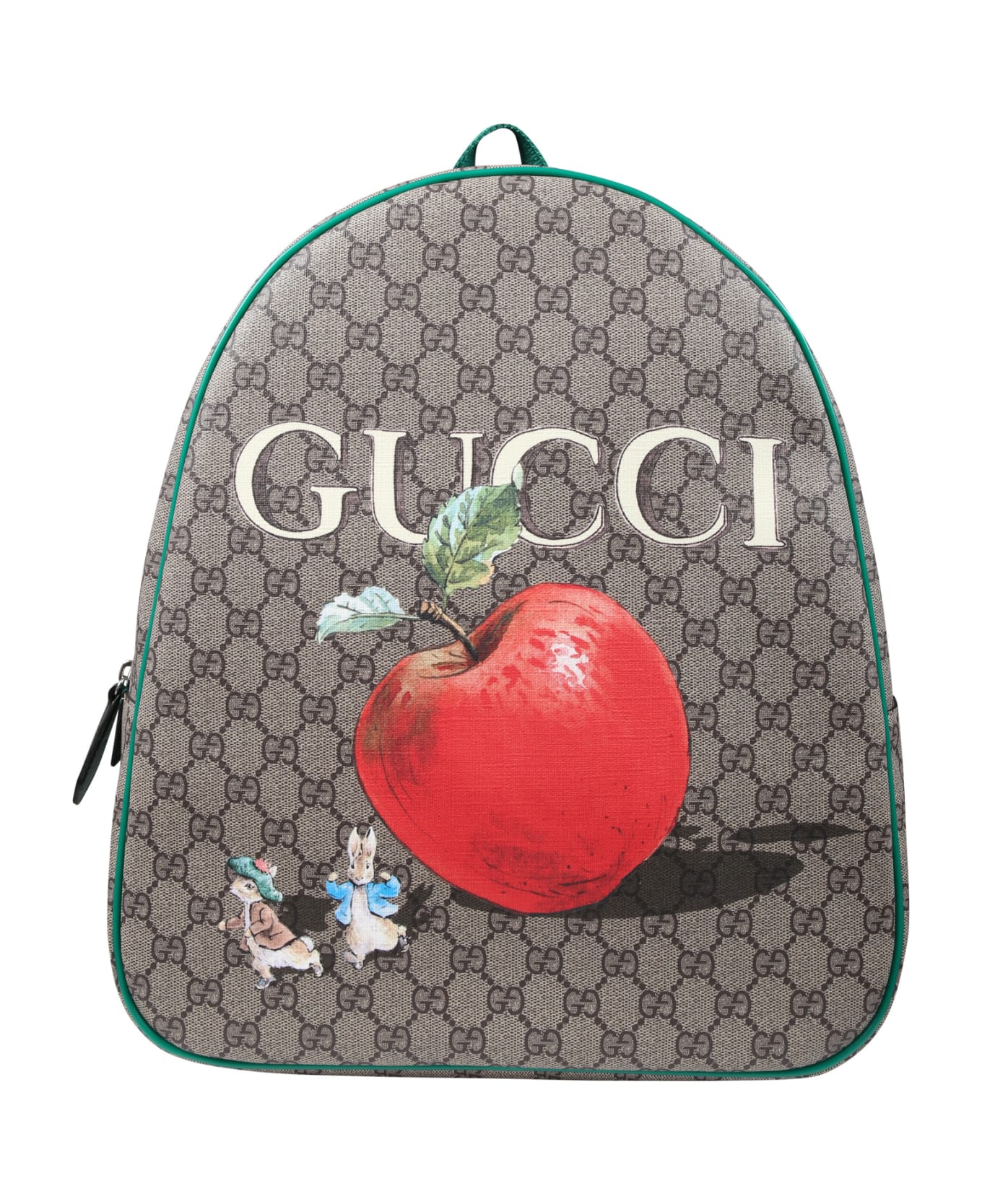 Gucci Brown Backpack For Girl With Apple Print And Logo
